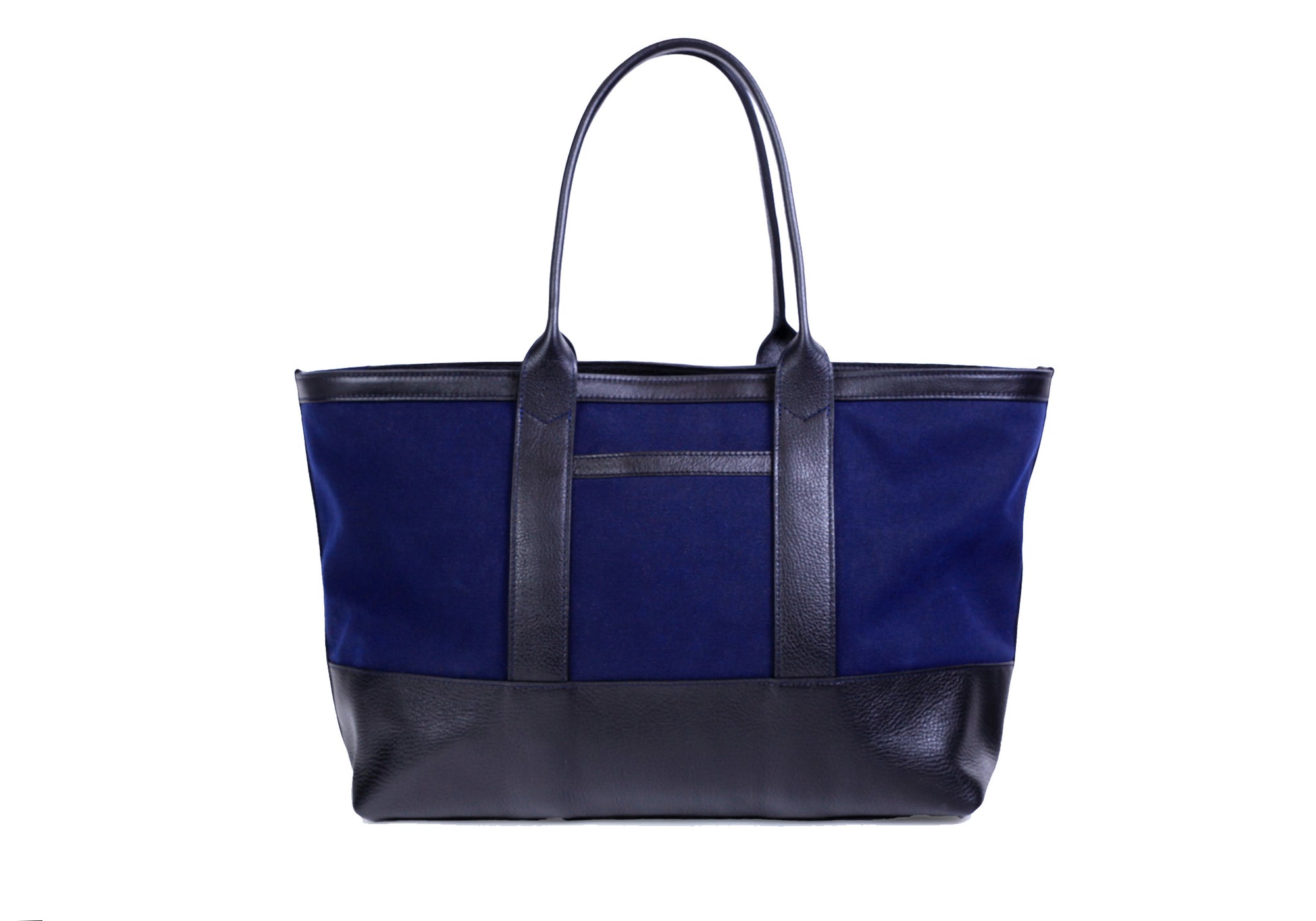 Back of Canvas Zip-Top Medium Tote Mariner's Blue-Black