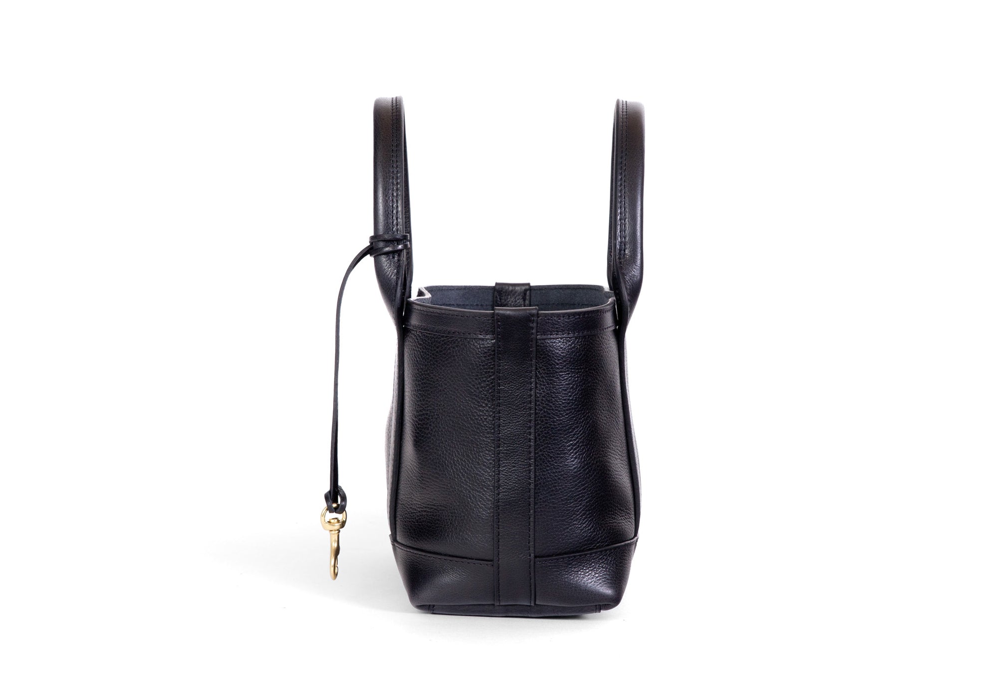 Side of Leather Mini Tote Black