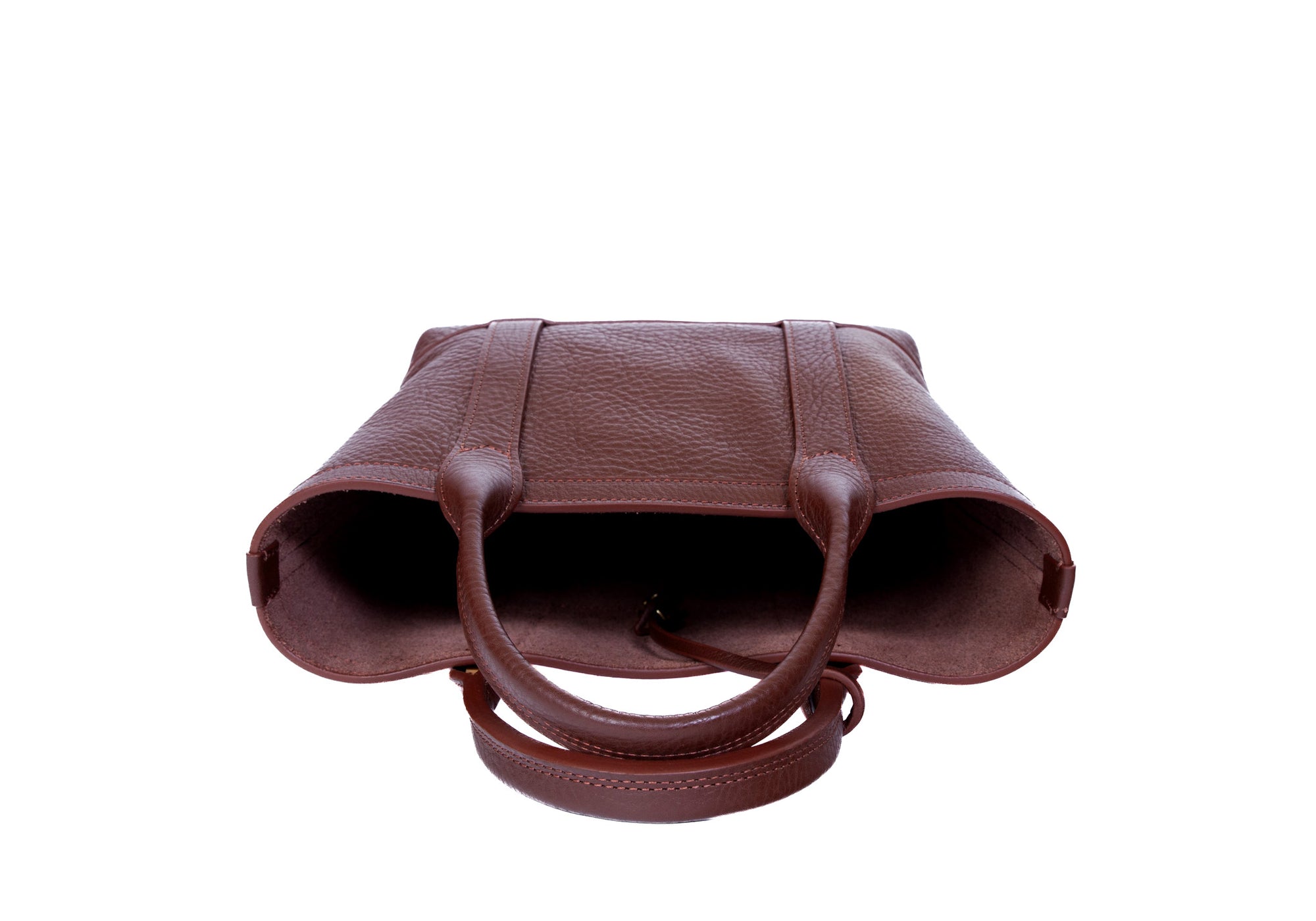 Handle of Leather Mini Tote Chestnut