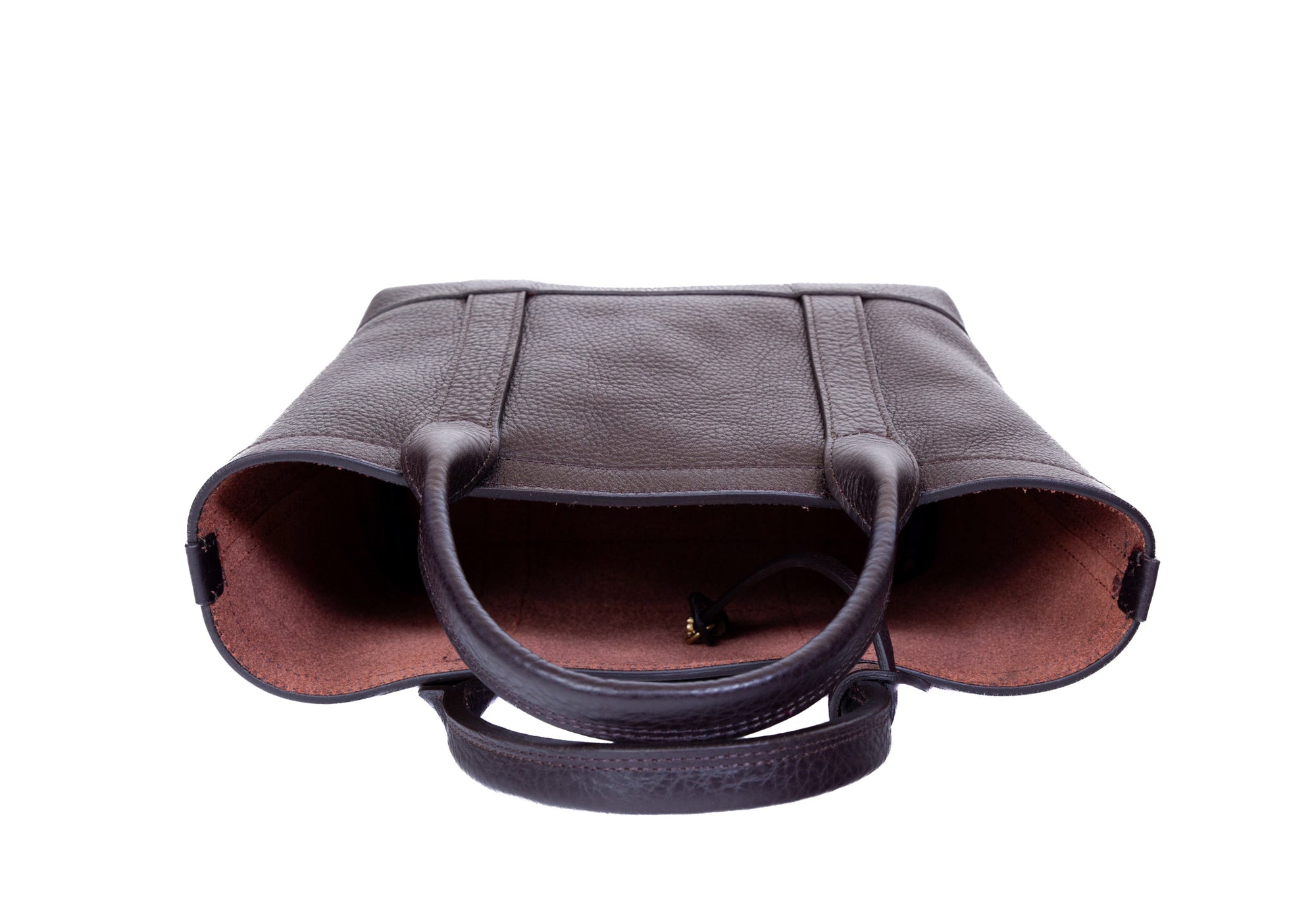 Open of Leather Mini Tote Chocolate