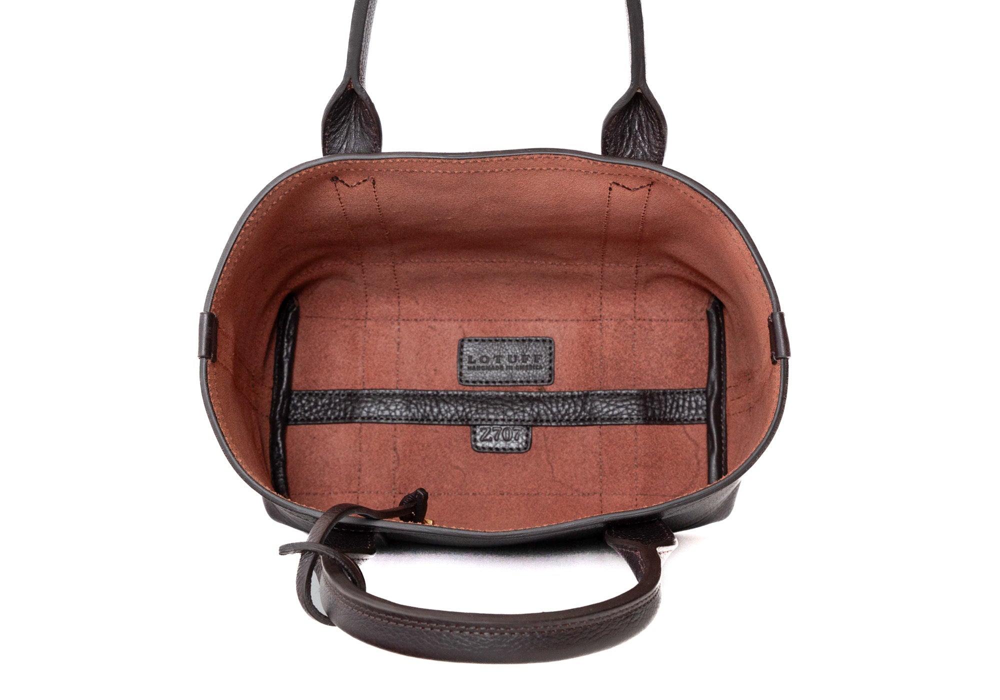 Interior of Leather Mini Tote Chocolate