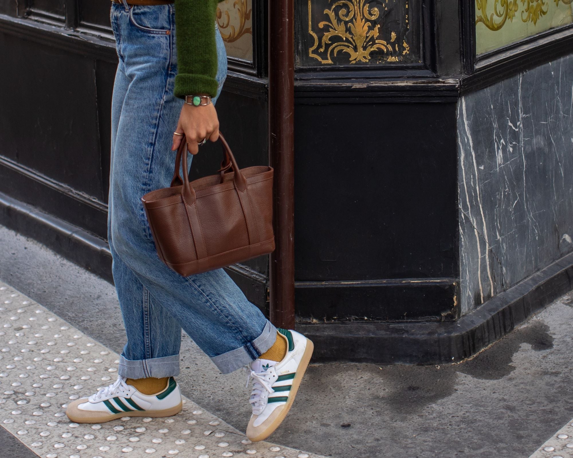 Lifestyle of Leather Mini Tote Chestnut
