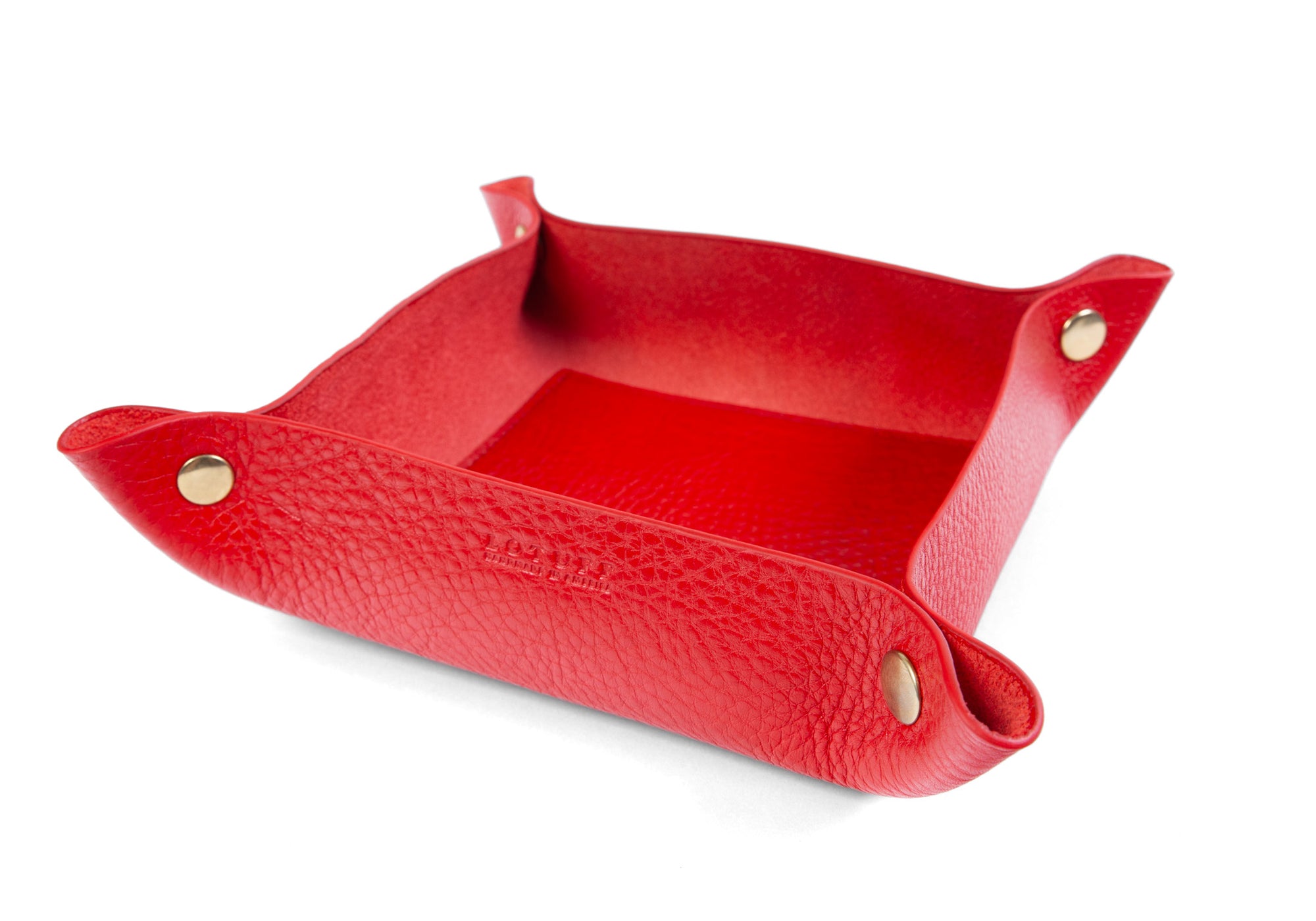 Top of Leather Valet Tray Pop-Red