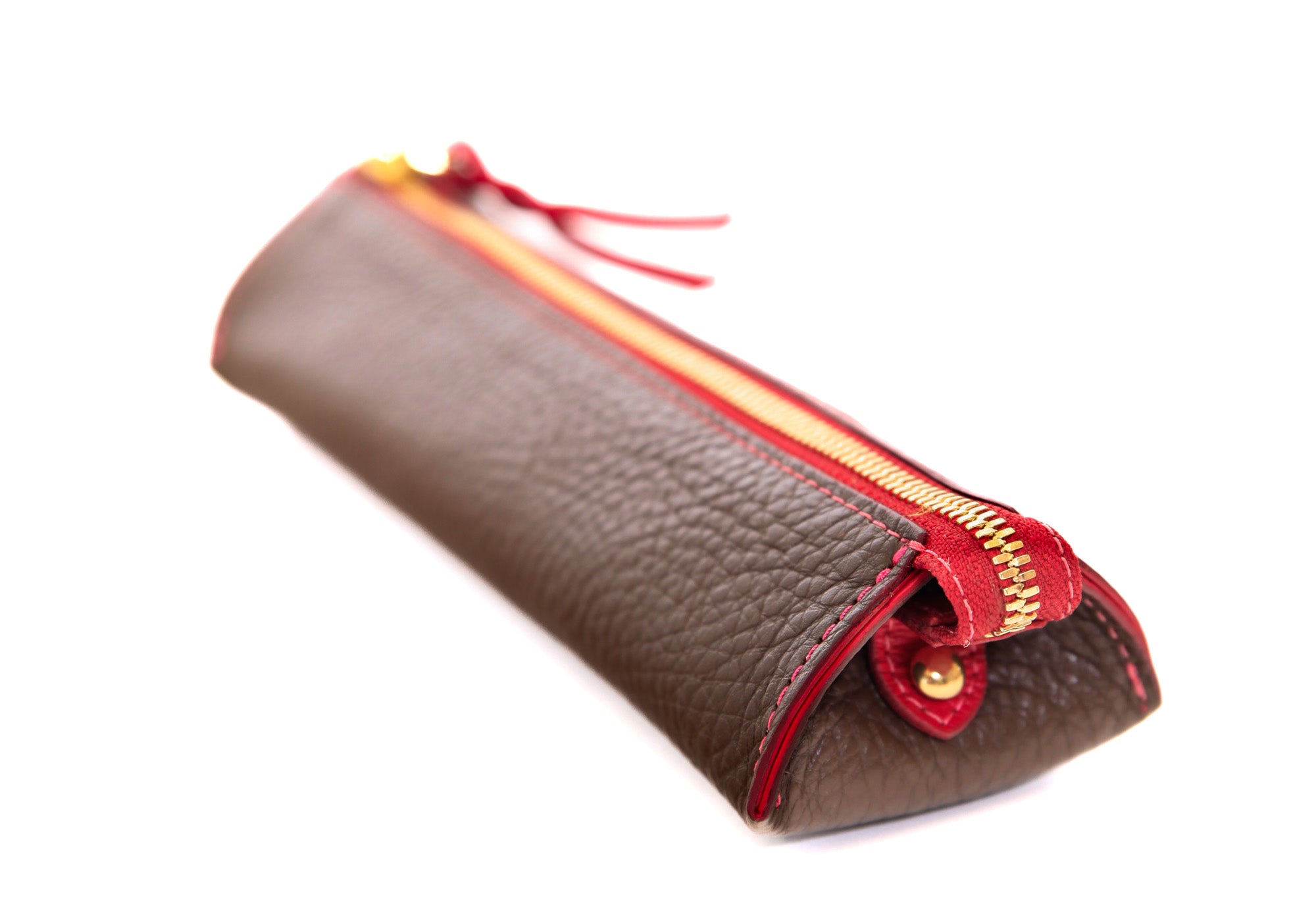 Side 1 of Leather Pencil Case Clay-Raspberry