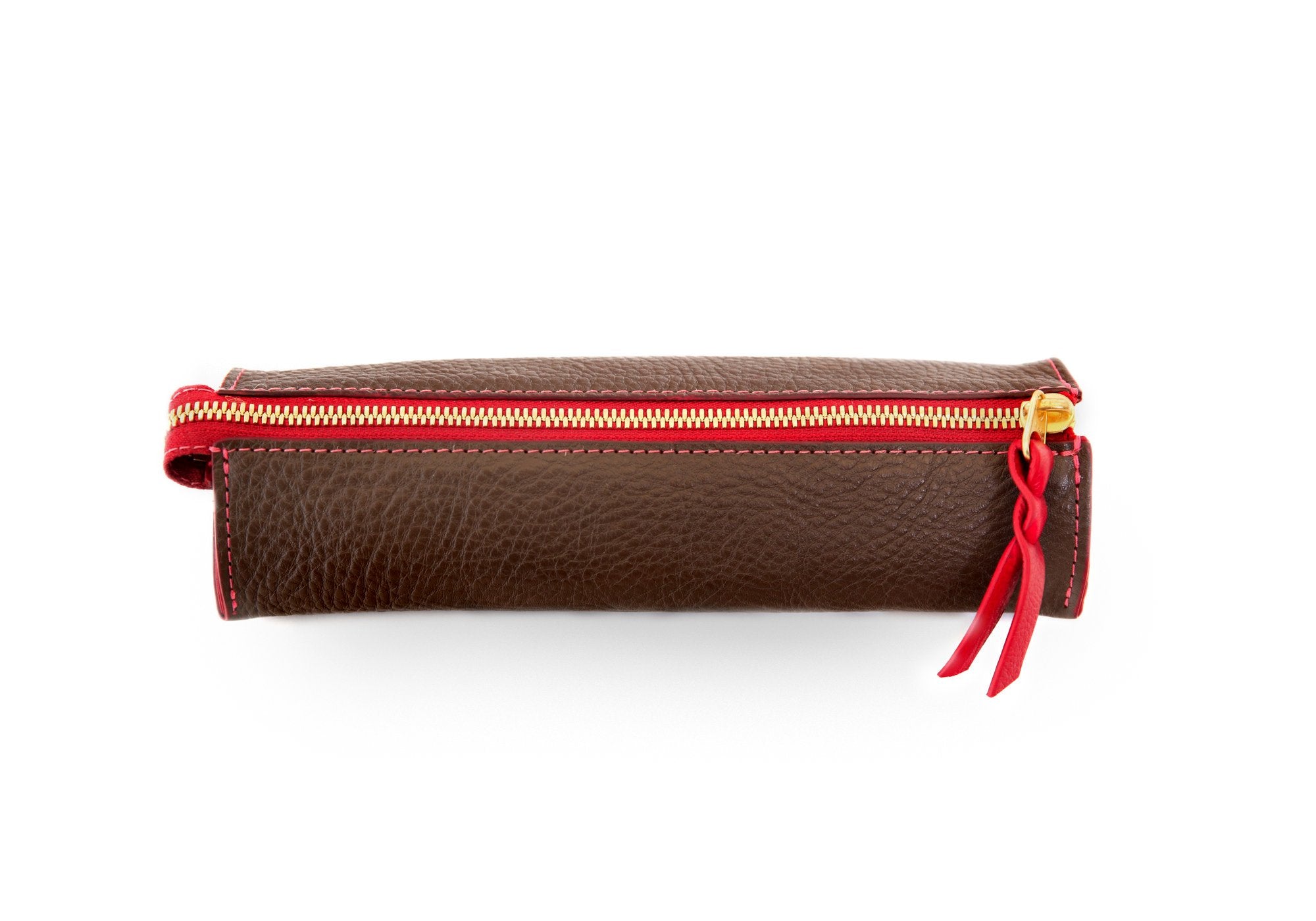Shut of Leather Pencil Case Clay-Raspberry