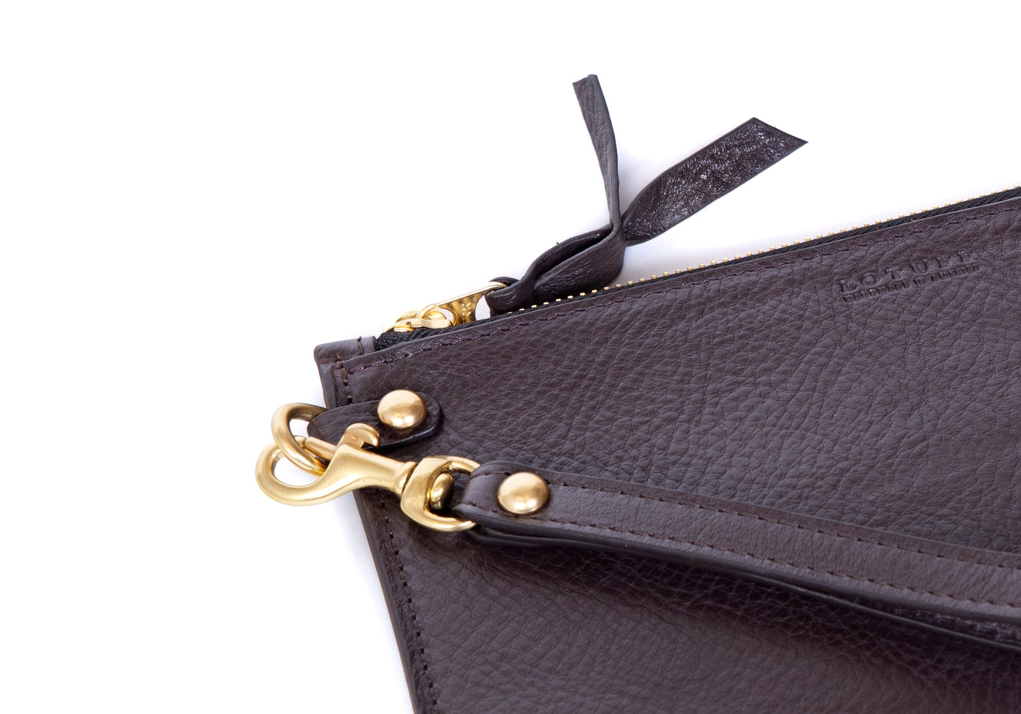 Hardware of Leather Wristlet Wallet Chocolate