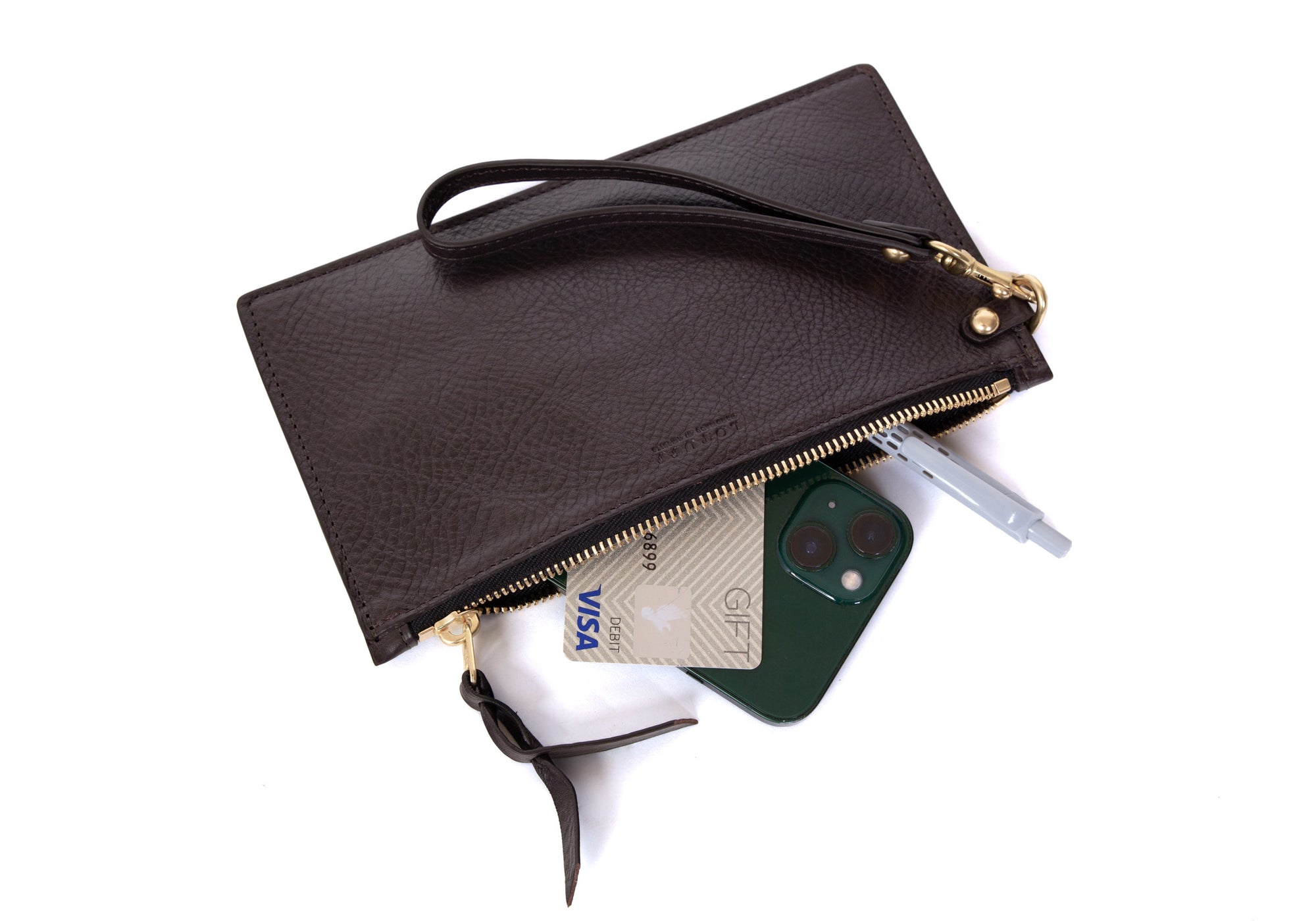 Full of Leather Wristlet Wallet Chocolate