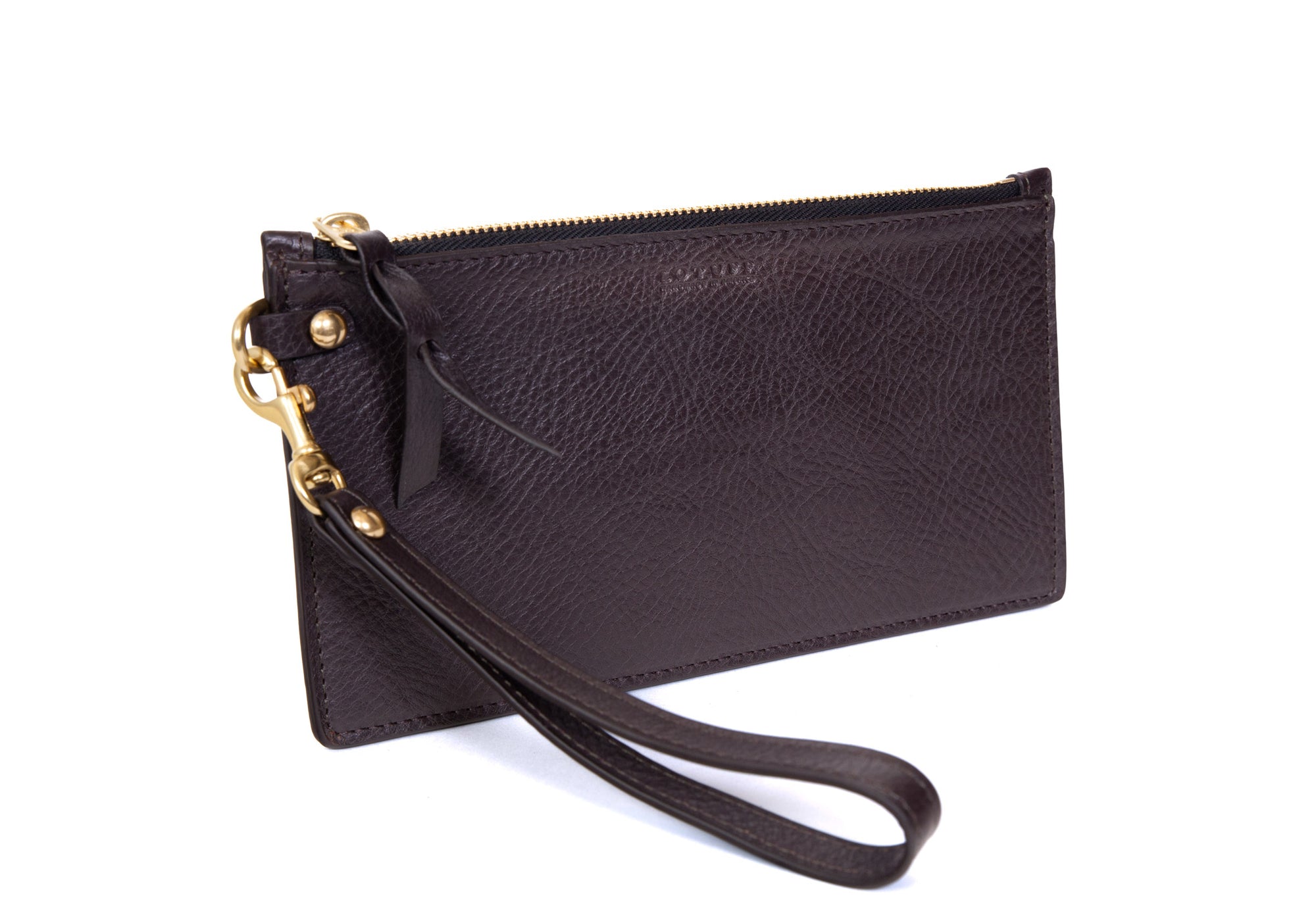 Back of Leather Wristlet Wallet Chocolate