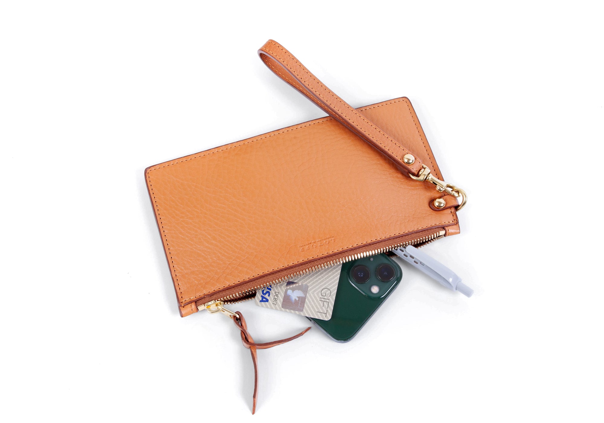 Full of Leather Wristlet Wallet Camel