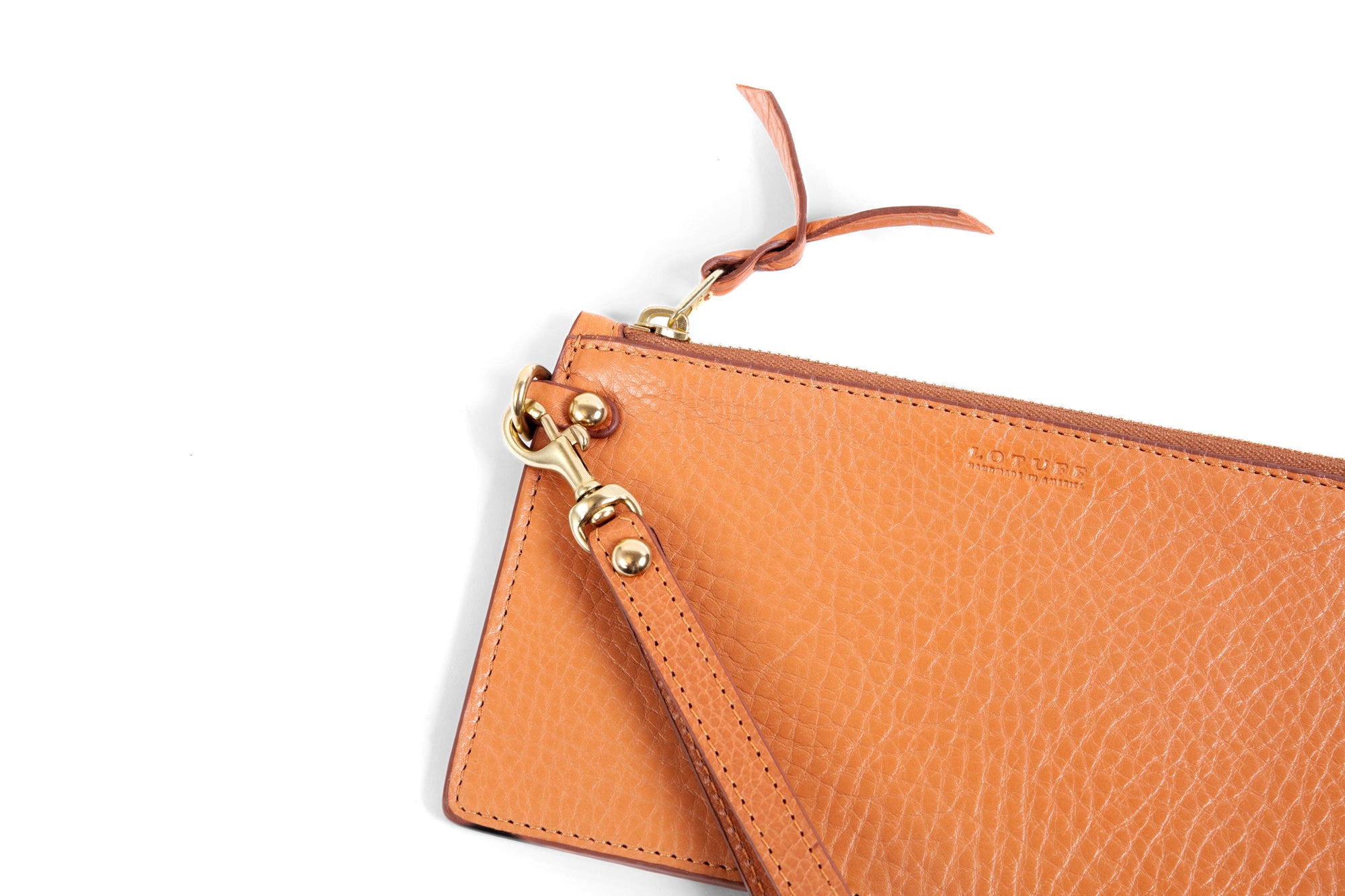 Hardware of Leather Wristlet Wallet Camel