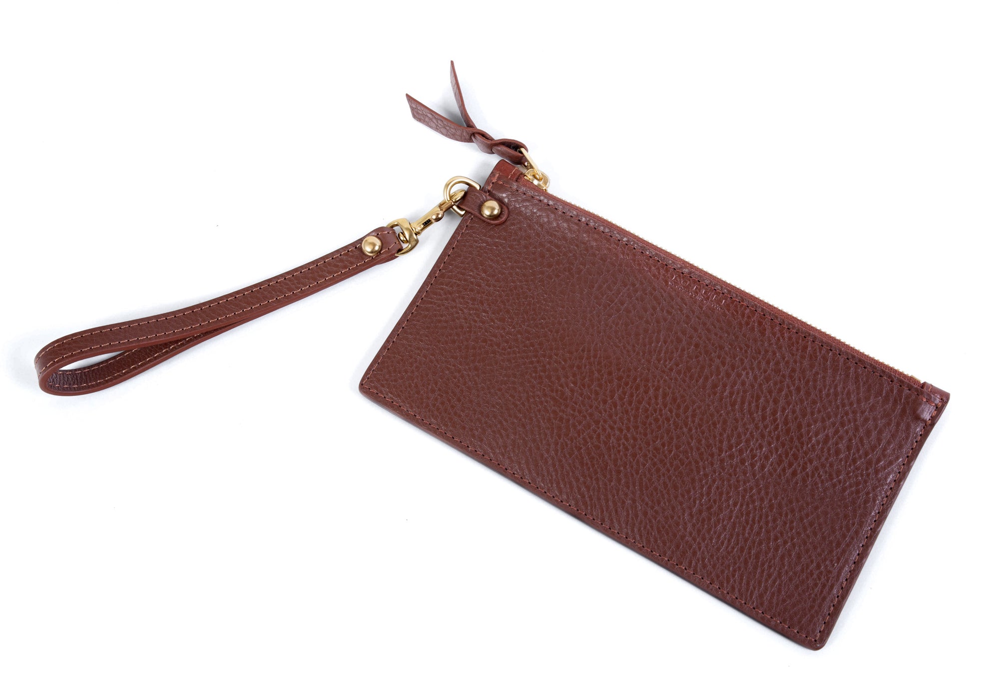 Back-Strap of Leather Wristlet Wallet Chestnut