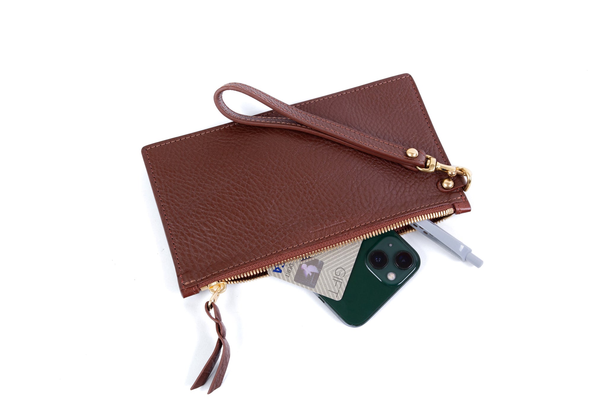 Full of Leather Wristlet Wallet Chestnut