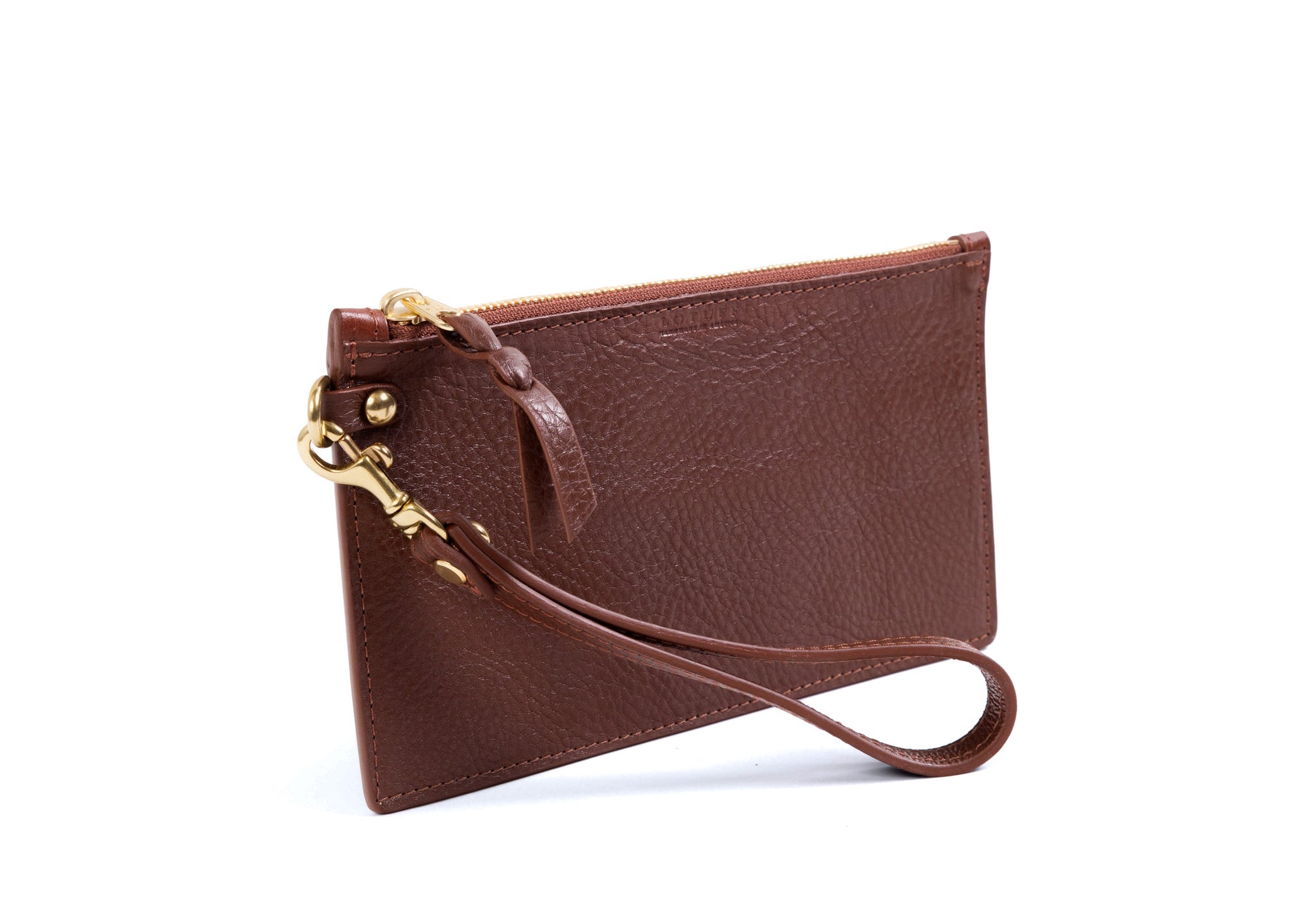 Front of Leather Wristlet Wallet Chestnut