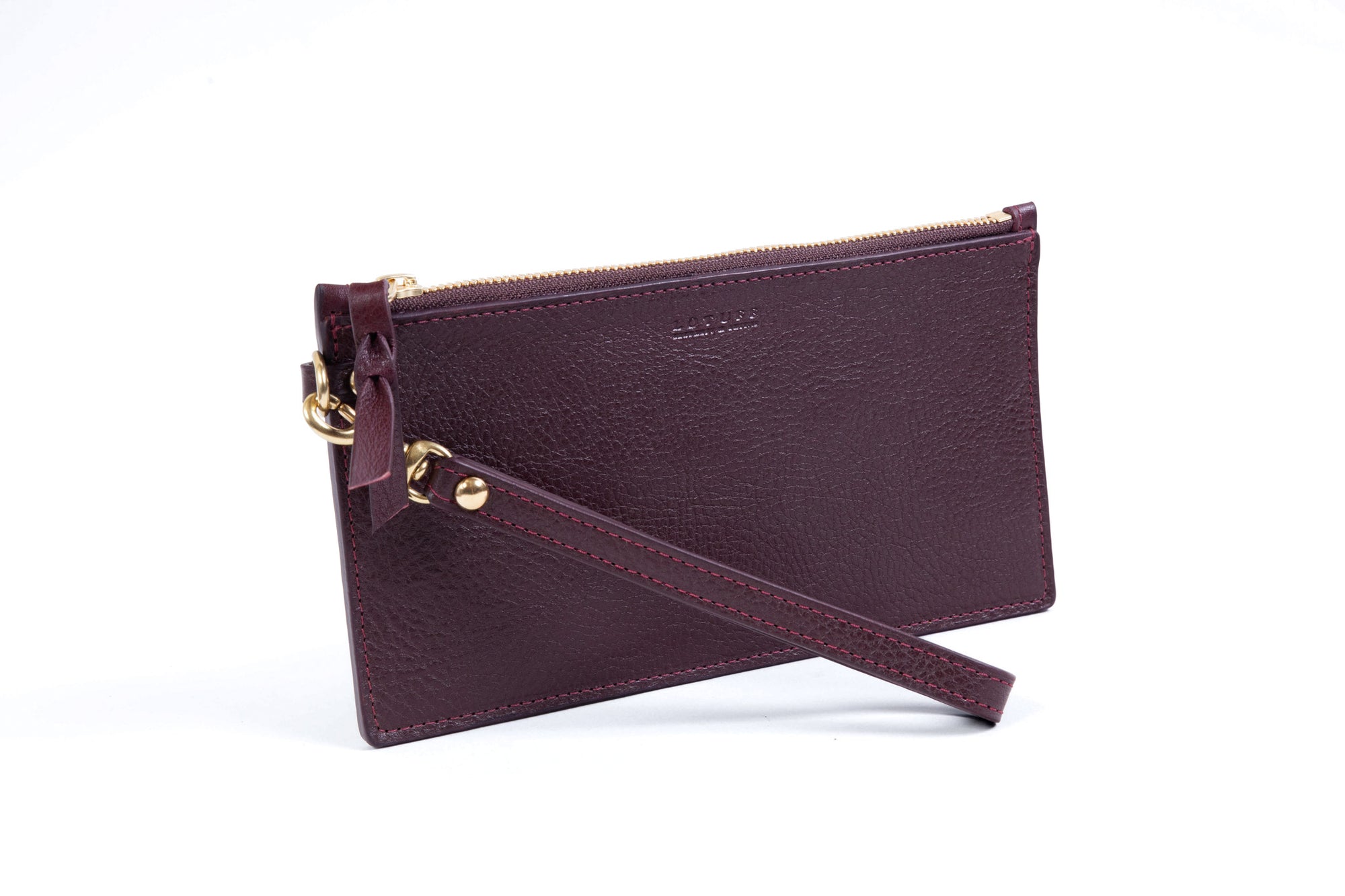 Front of Leather Wristlet Wallet Cordovan