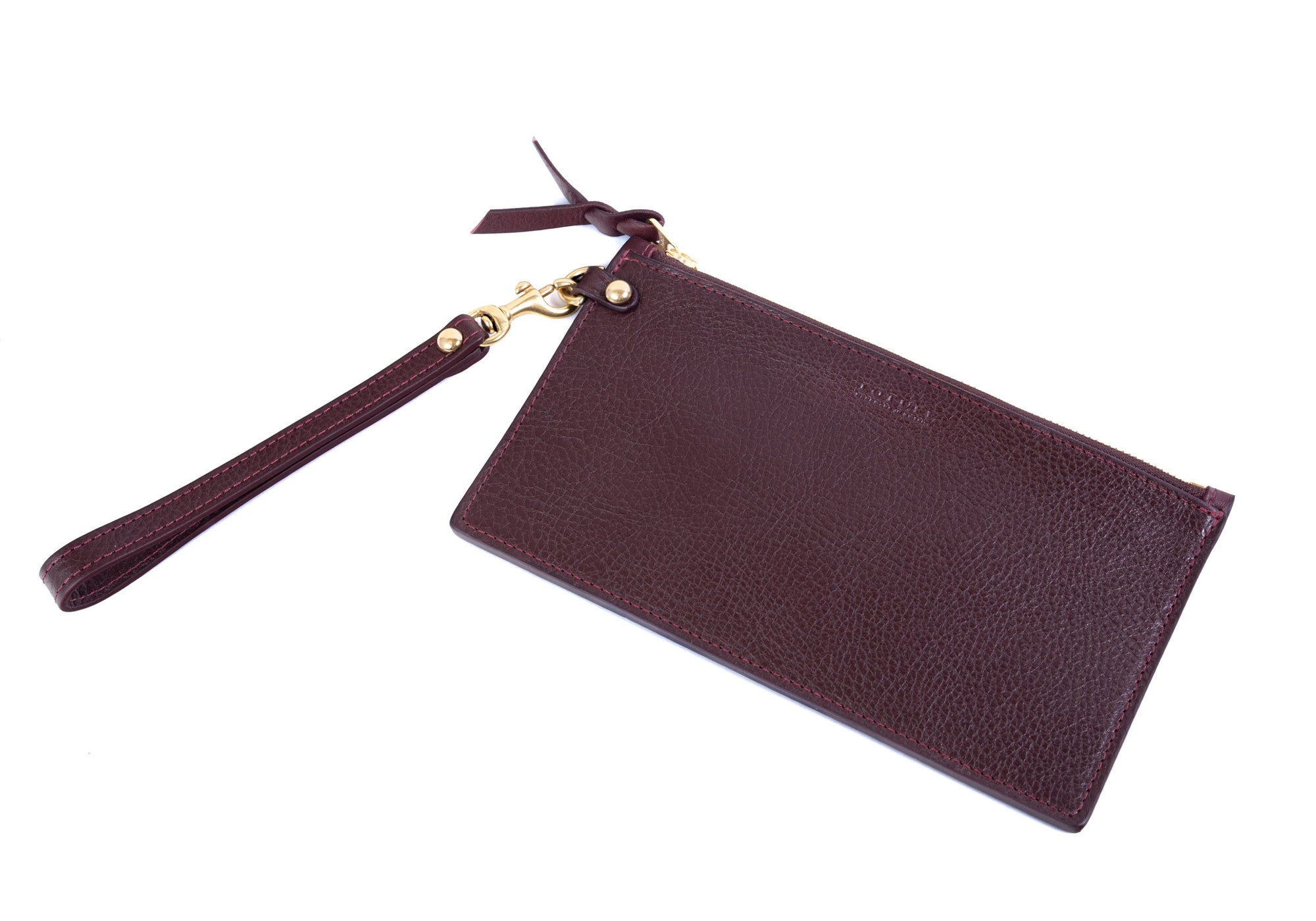 Front-Strap of Leather Wristlet Wallet Cordovan