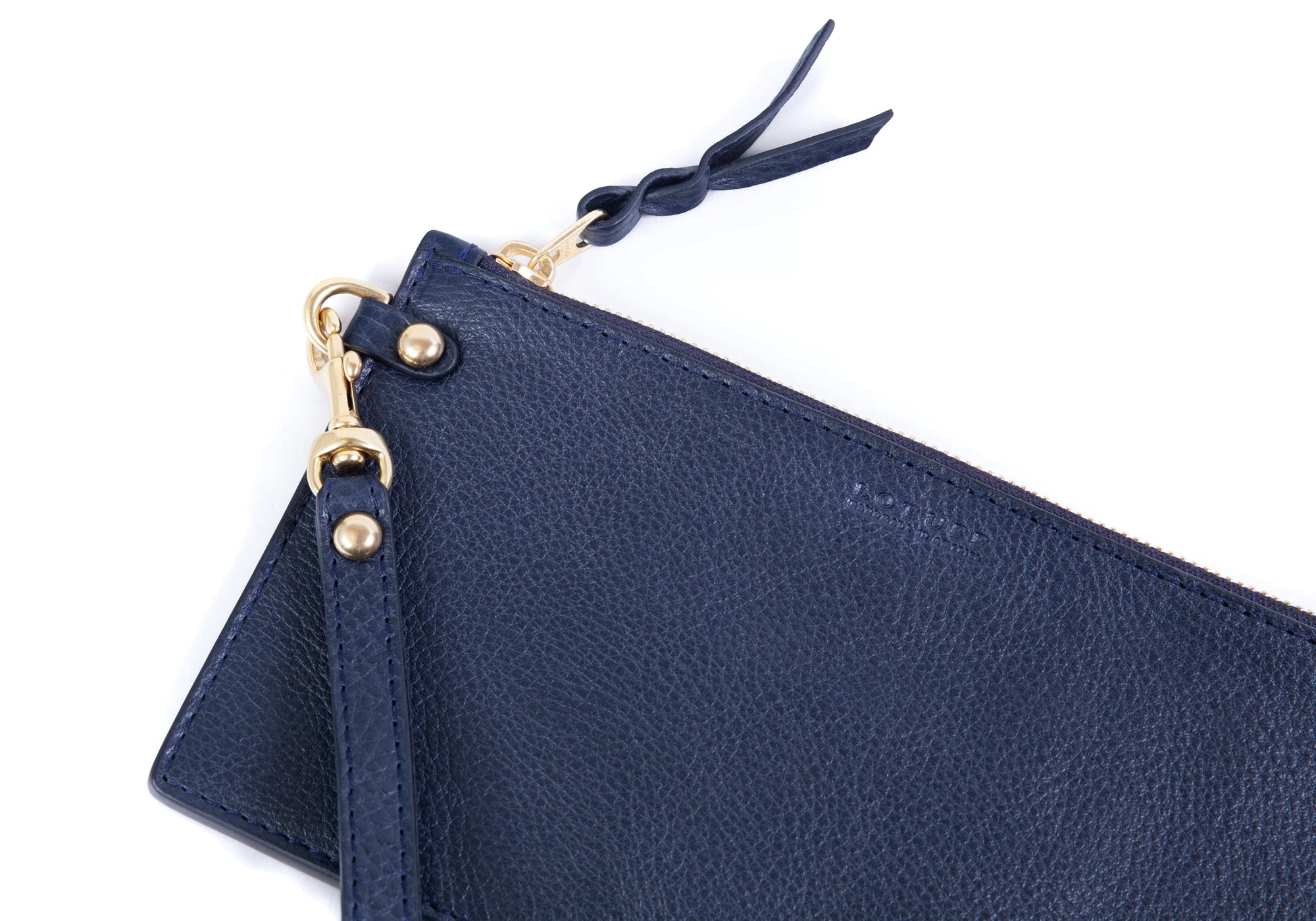 Hardware of Leather Wristlet Wallet Indigo