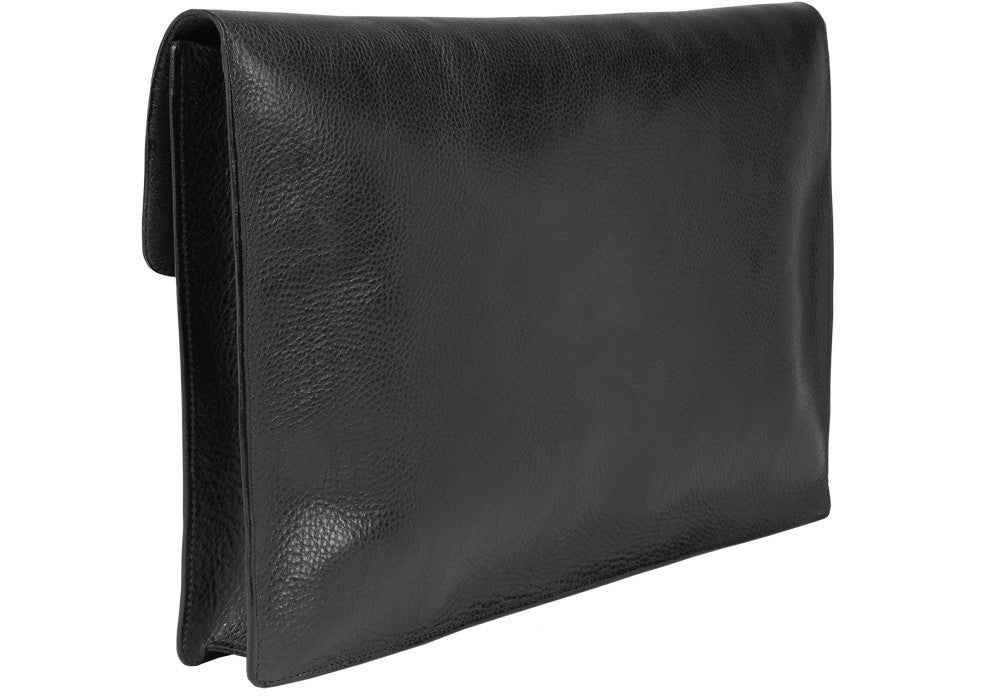 Closed Back View of 15" Leather Folder Organizer Black