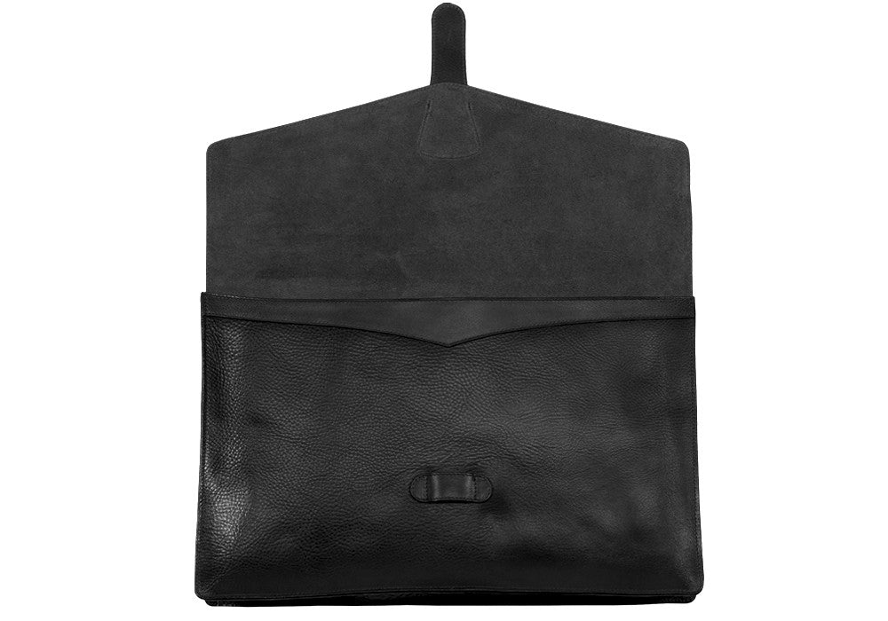 Front Open View of 15" Leather Folder Organizer Black