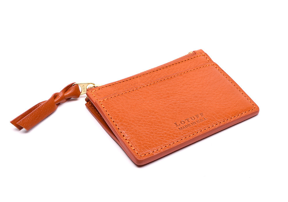 Side View of Zipper Credit Card Wallet Orange