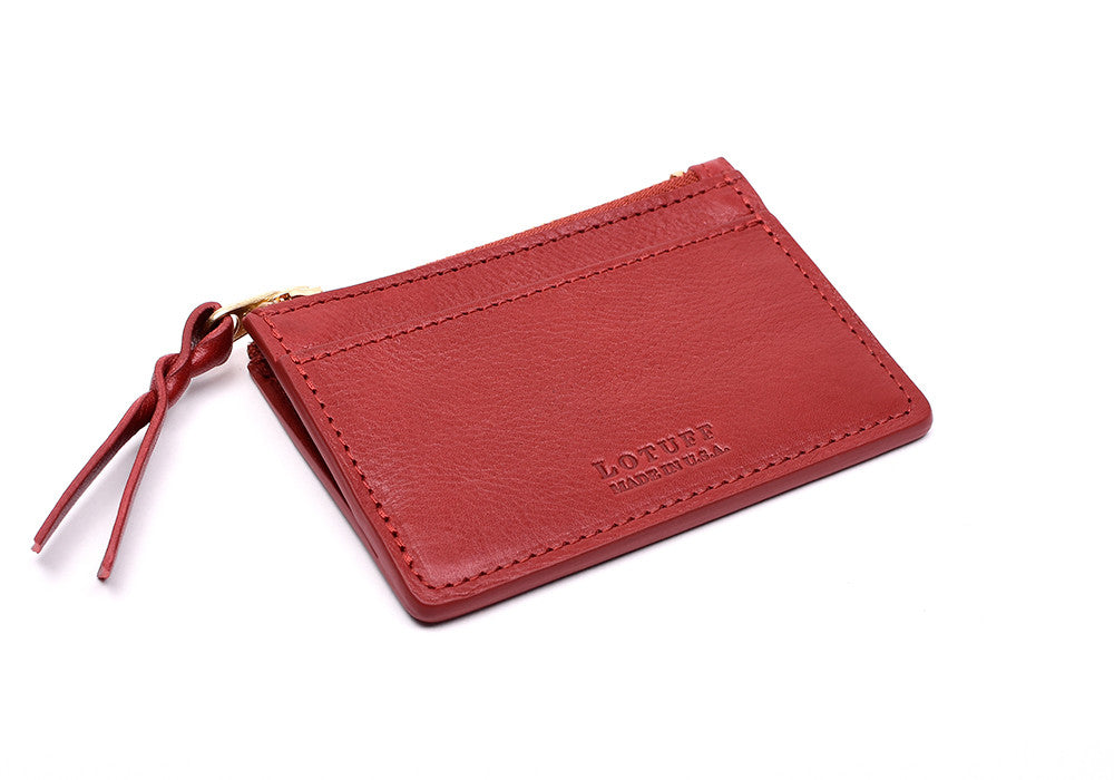 Side View of Zipper Credit Card Wallet Red