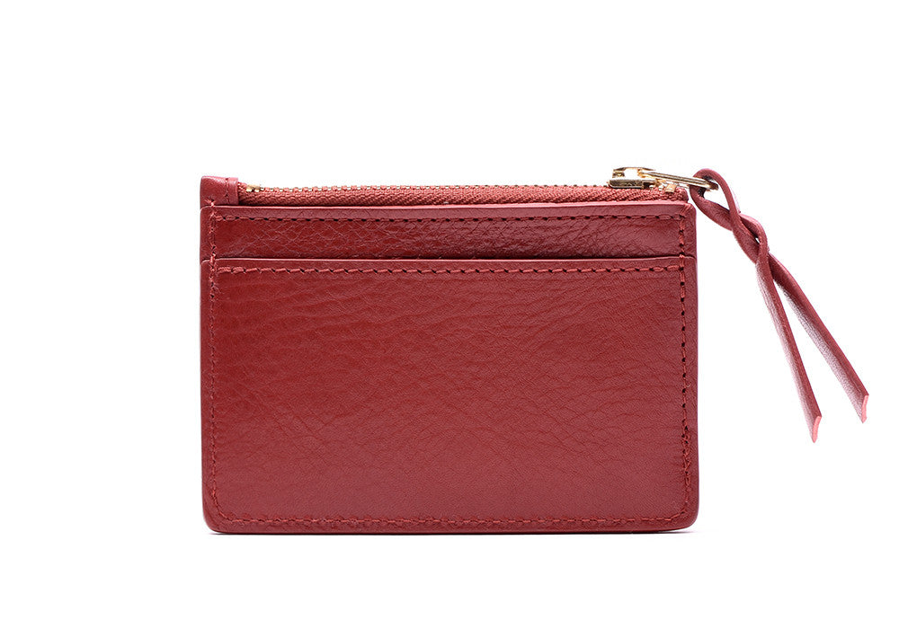 Front View of Zipper Credit Card Wallet Red