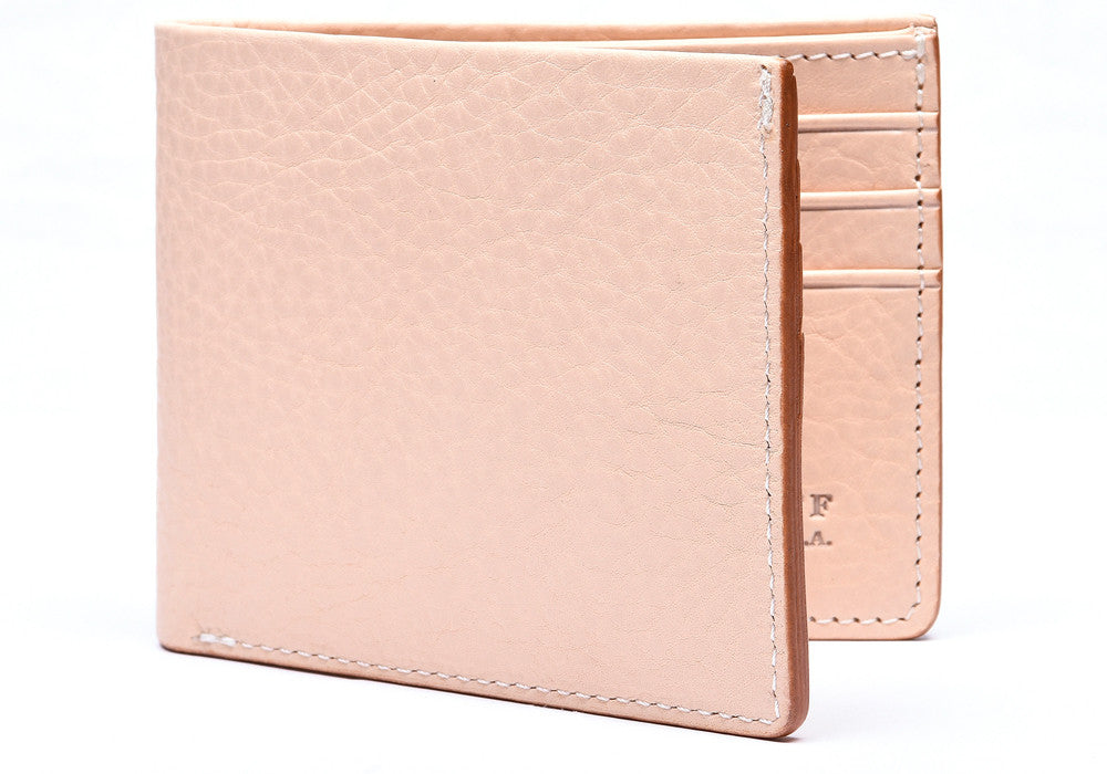 Front View of Leather Bifold Wallet Natural