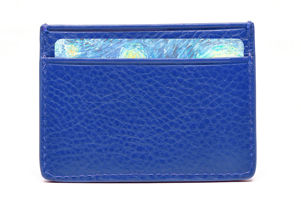 Front Full of Leather Credit Card Wallet Electric Blue