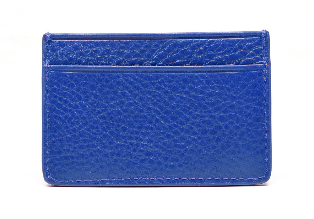 Back of Leather Credit Card Wallet Electric Blue