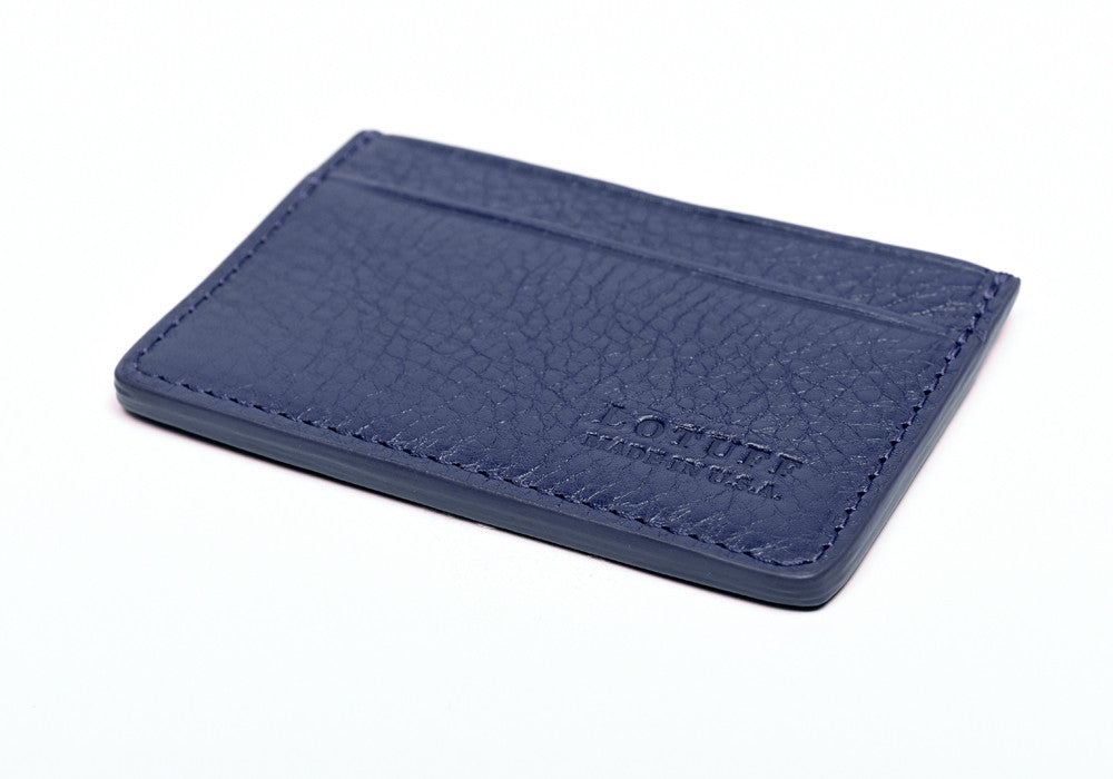 Bottom View of Leather Credit Card Wallet Indigo