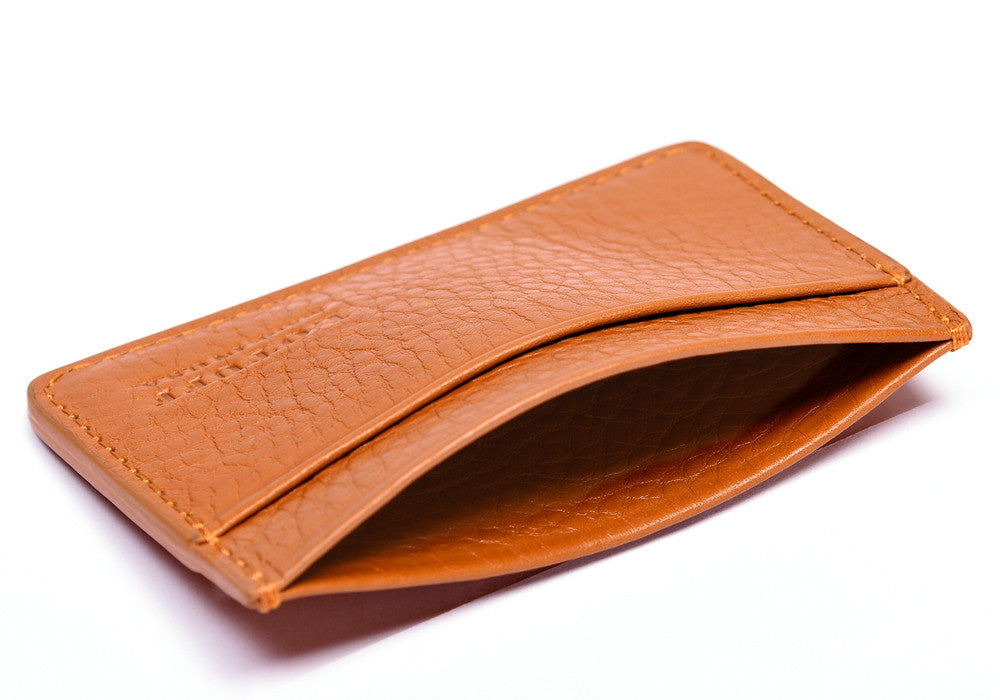 Top View of Leather Credit Card Wallet Orange