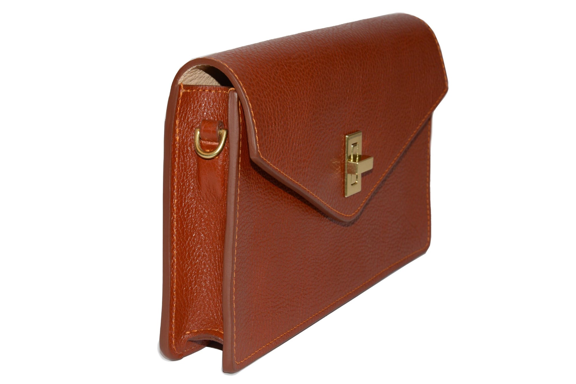 Brown womens Leather Envelope Shoulder Bag Large Envelope Clutch Purse