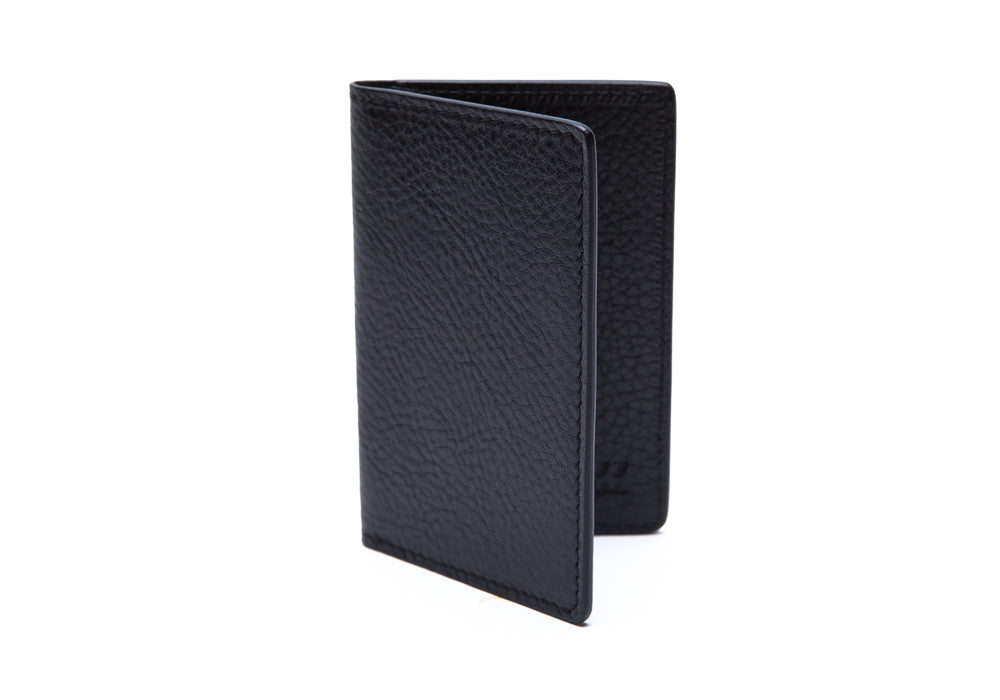 Closed Side View of Leather Folding Card Wallet Black