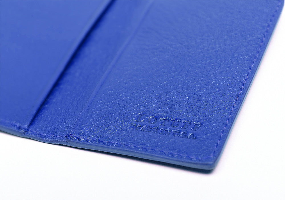 Leather Folding Card Wallet Electric Blue