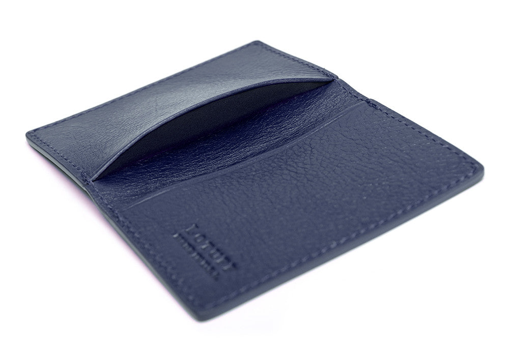 Leather Folding Card Wallet Indigo