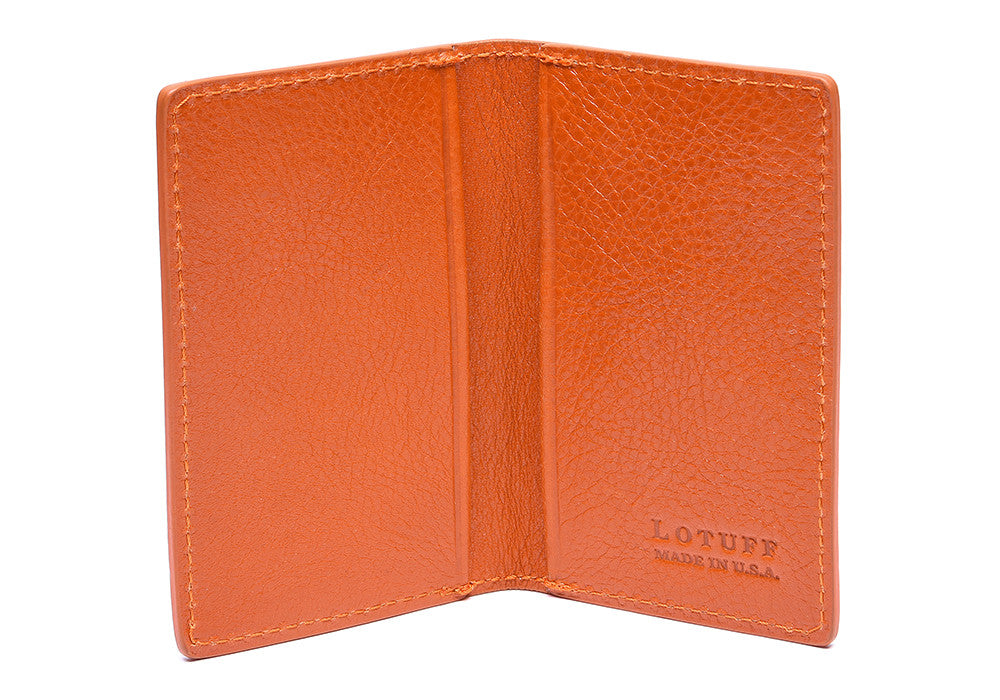 Leather Folding Card Wallet Orange
