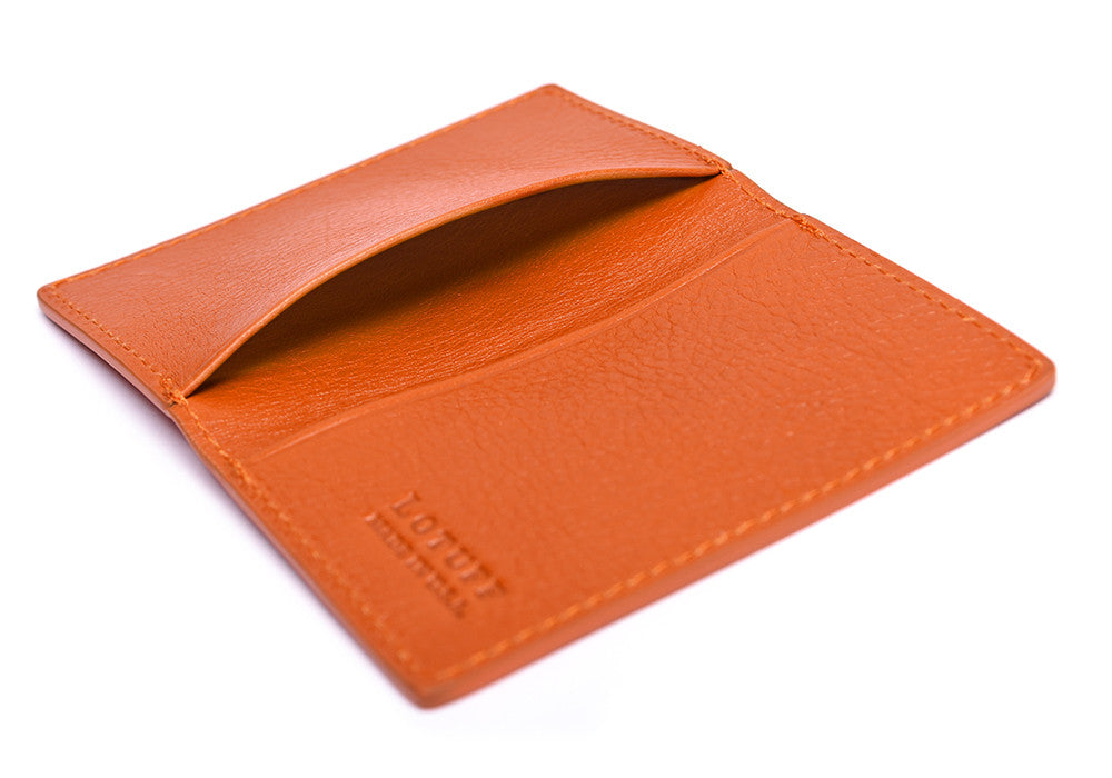 Leather Folding Card Wallet Orange
