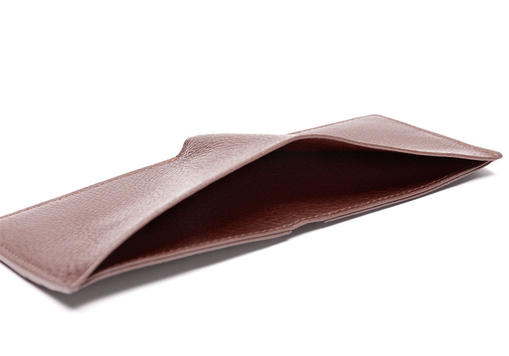 Open Side View of Leather Bifold Wallet Cordovan