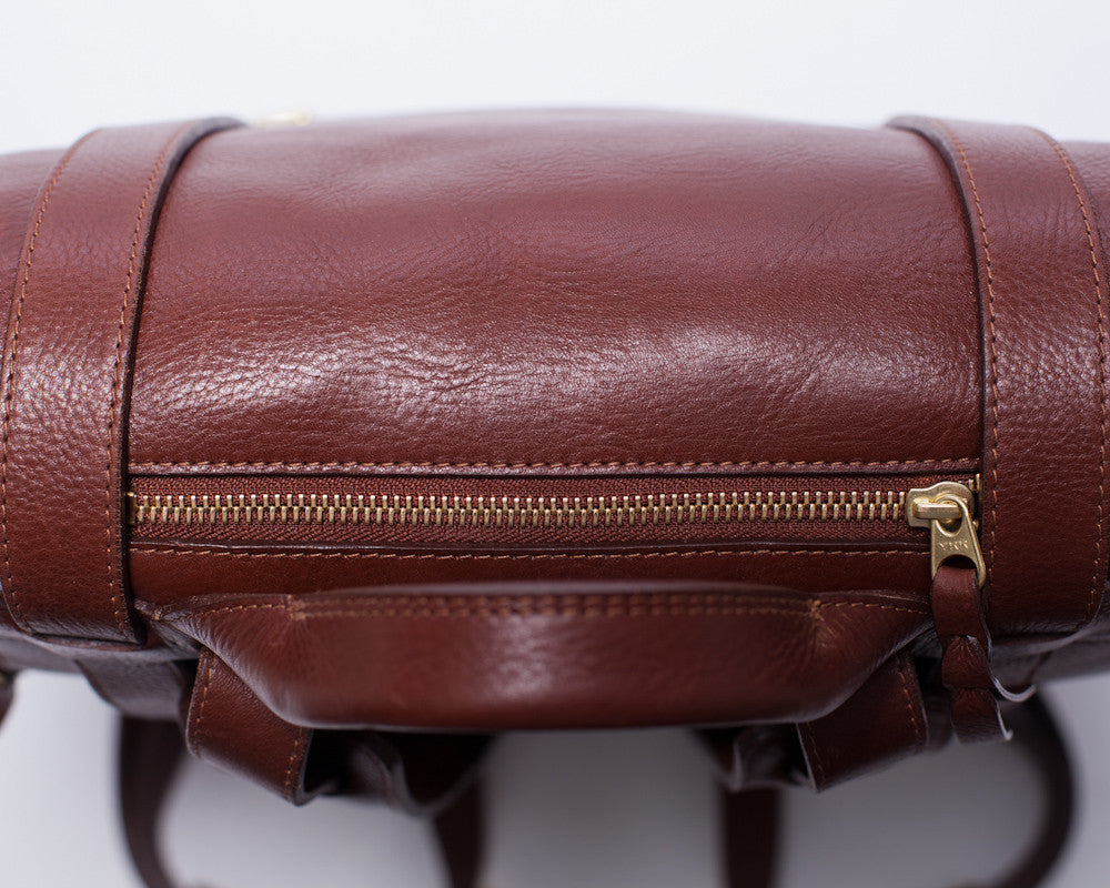 Top View of Leather Backpack Chestnut