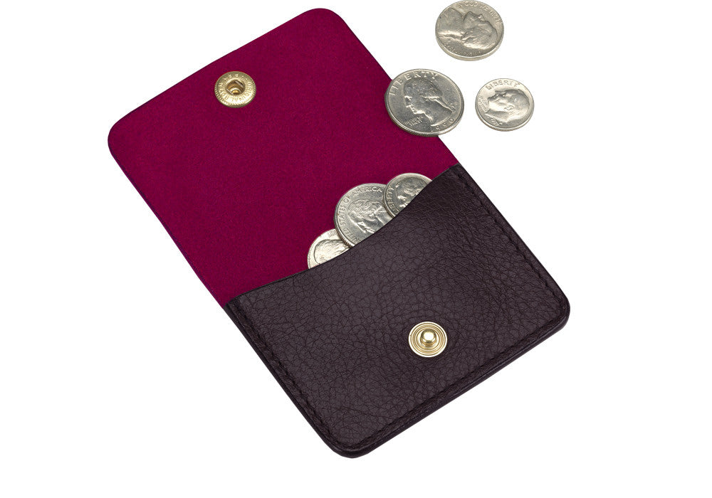 Open View of Leather Coin Wallet Cordovan