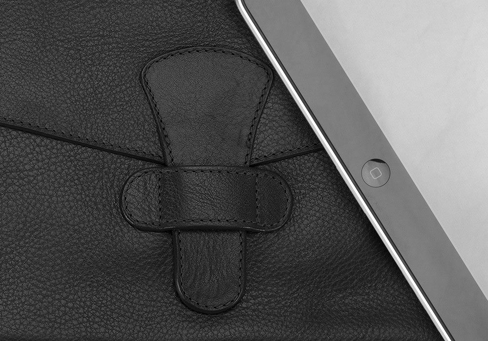Leather View of Leather iPad Case Black
