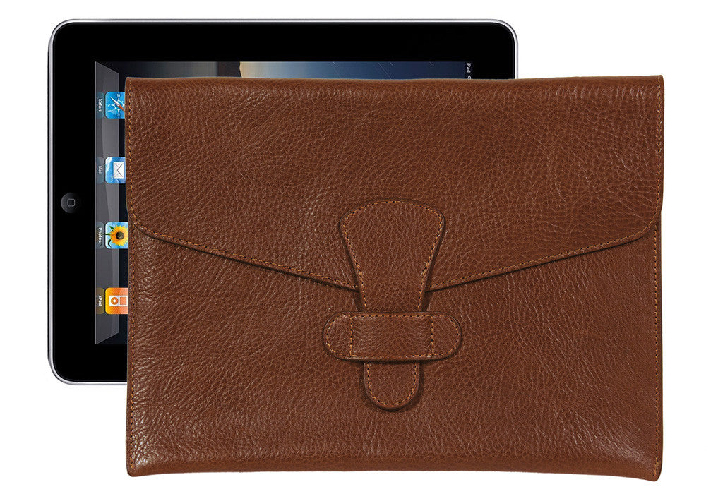 Front Leather View of Leather iPad Case Chestnut