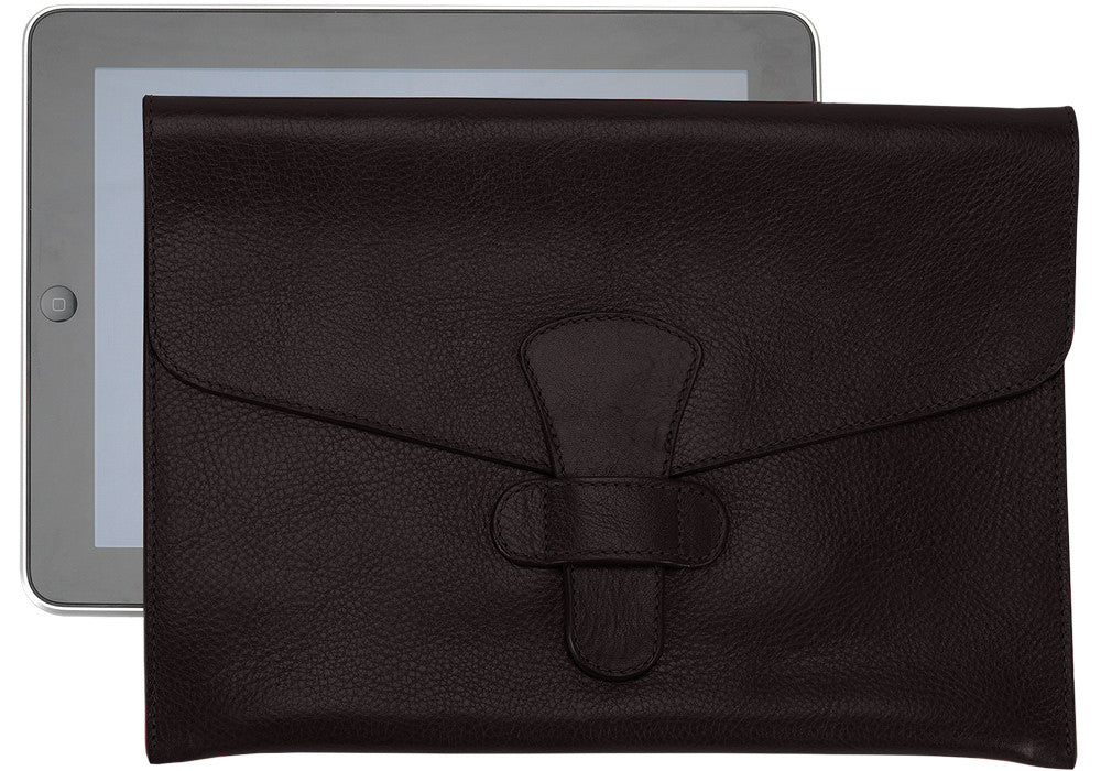 Front View of Leather iPad Case Chocolate
