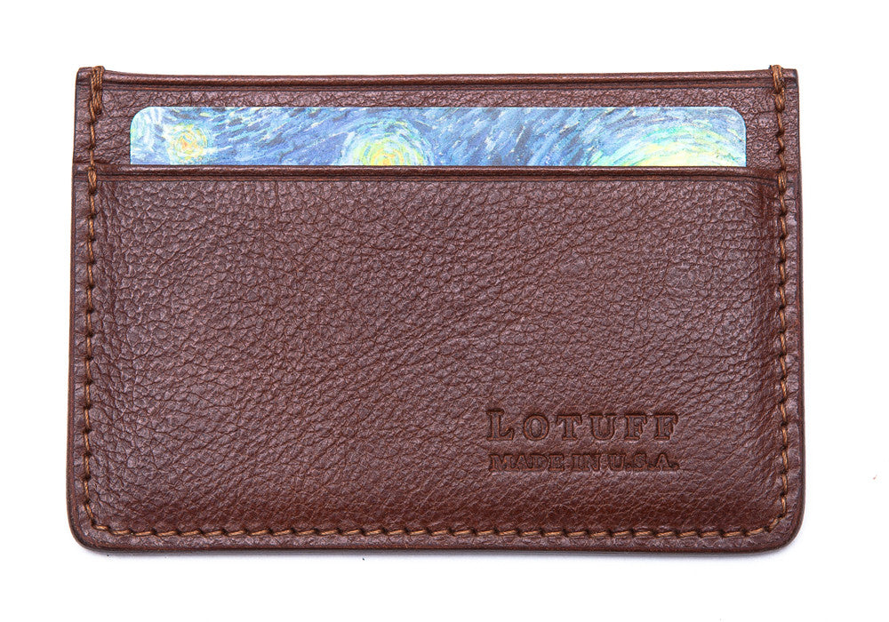 Front View Full of Leather Credit Card Wallet Chestnut