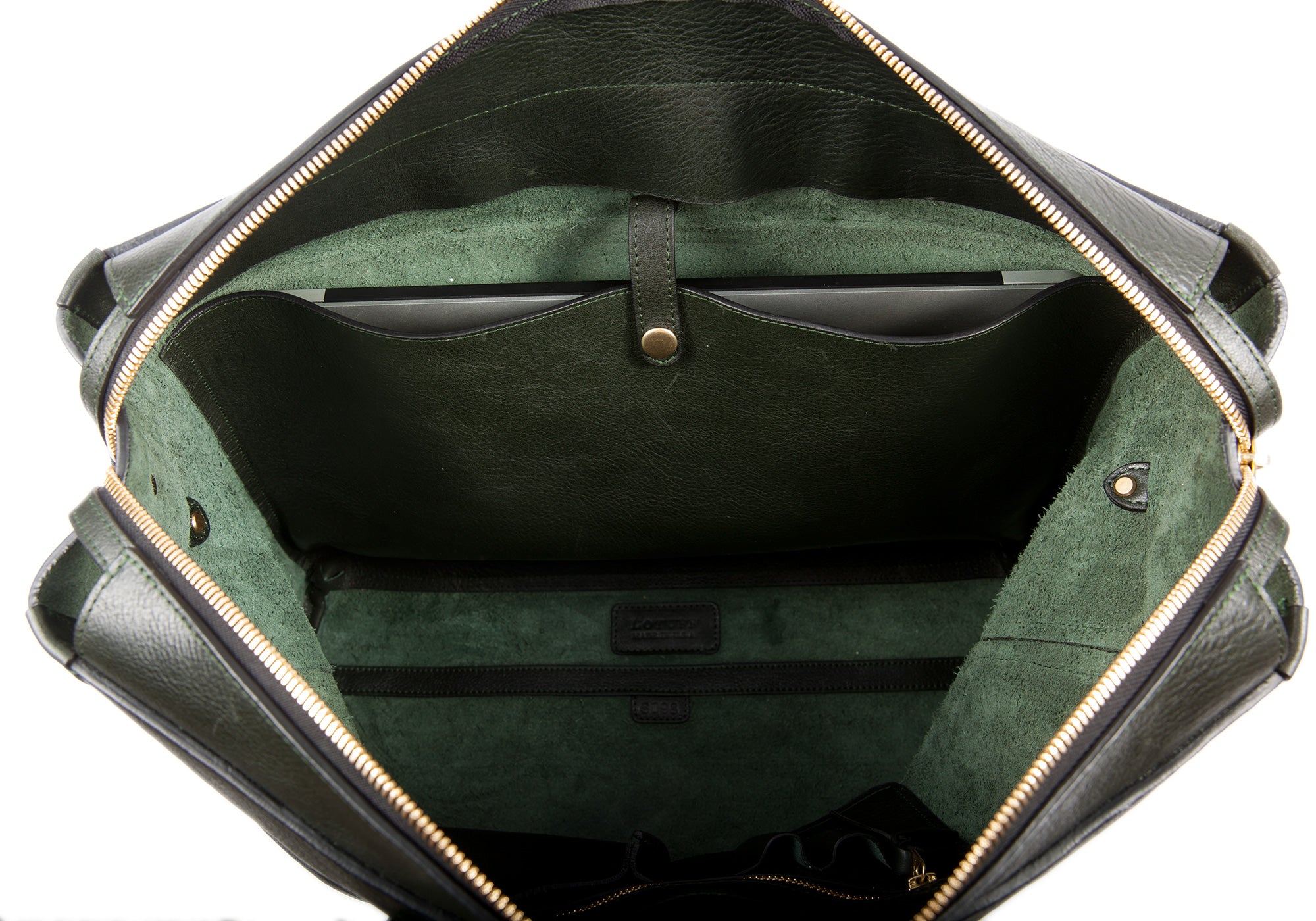 Green Leather spacious business briefcase