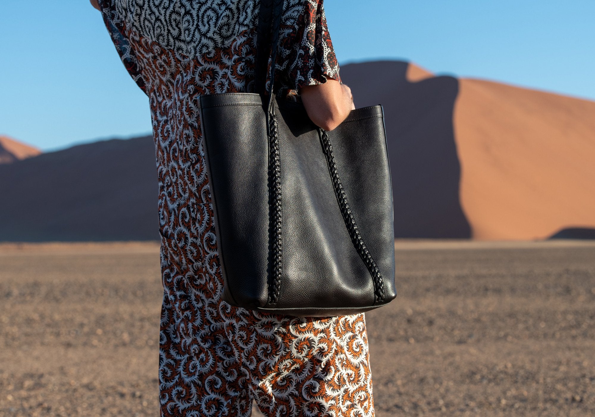 Braided leather tote bag Clearance