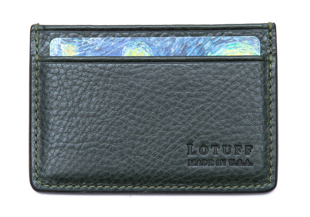 Front View of Leather Credit Card Wallet Green