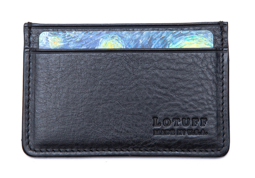 Front View of Leather Credit Card Wallet Navy