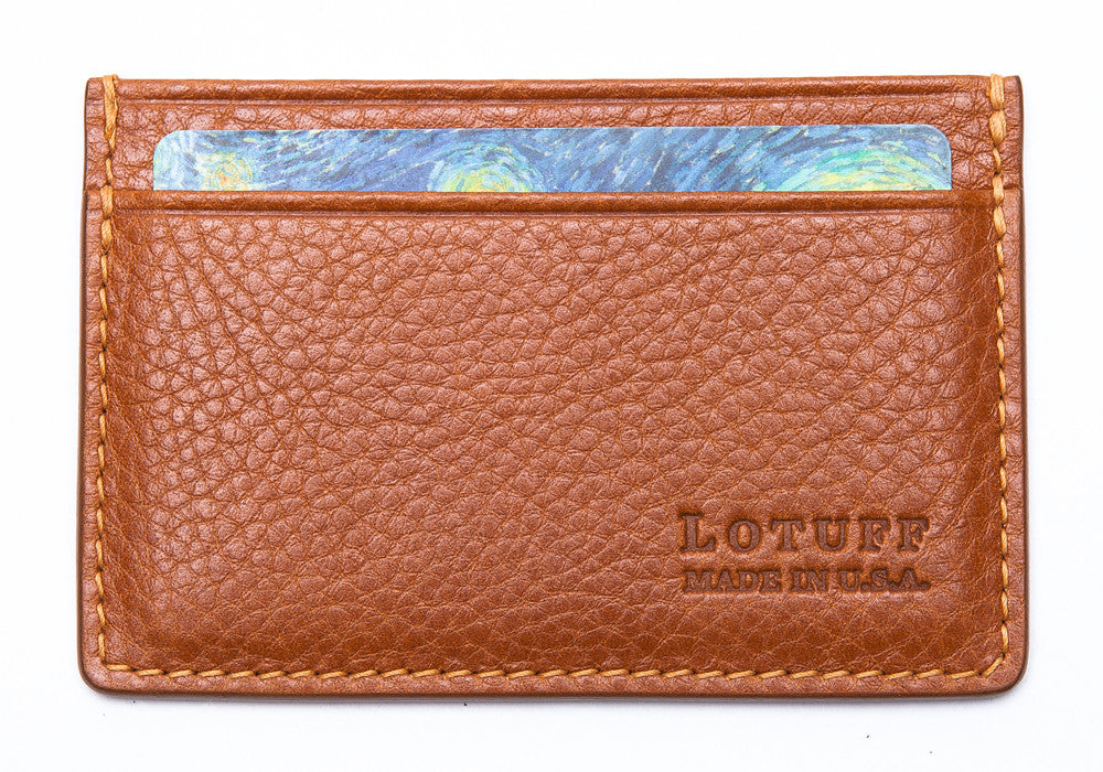 Front View of Leather Credit Card Wallet Tan