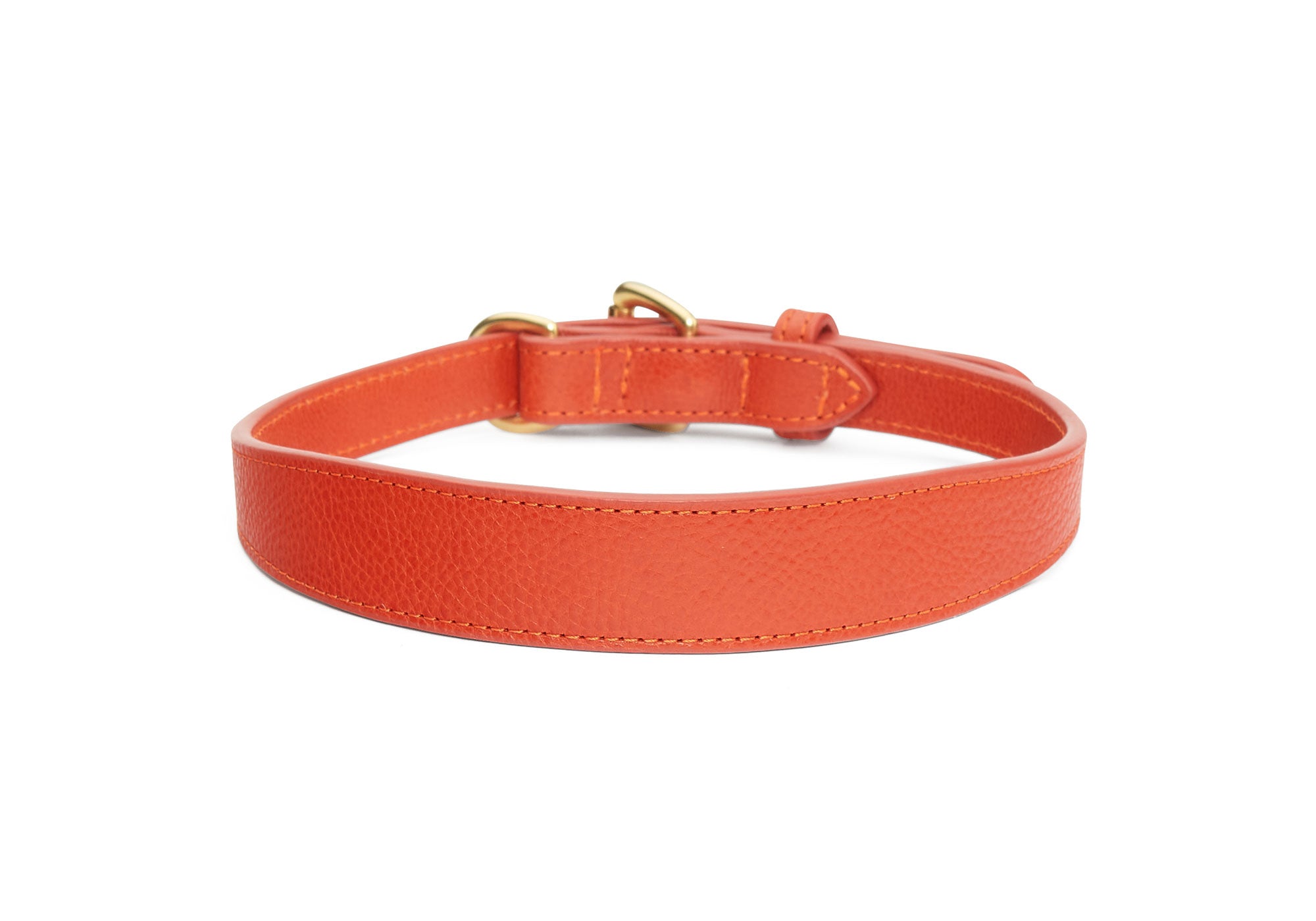 Large Leather Dog Collar Orange