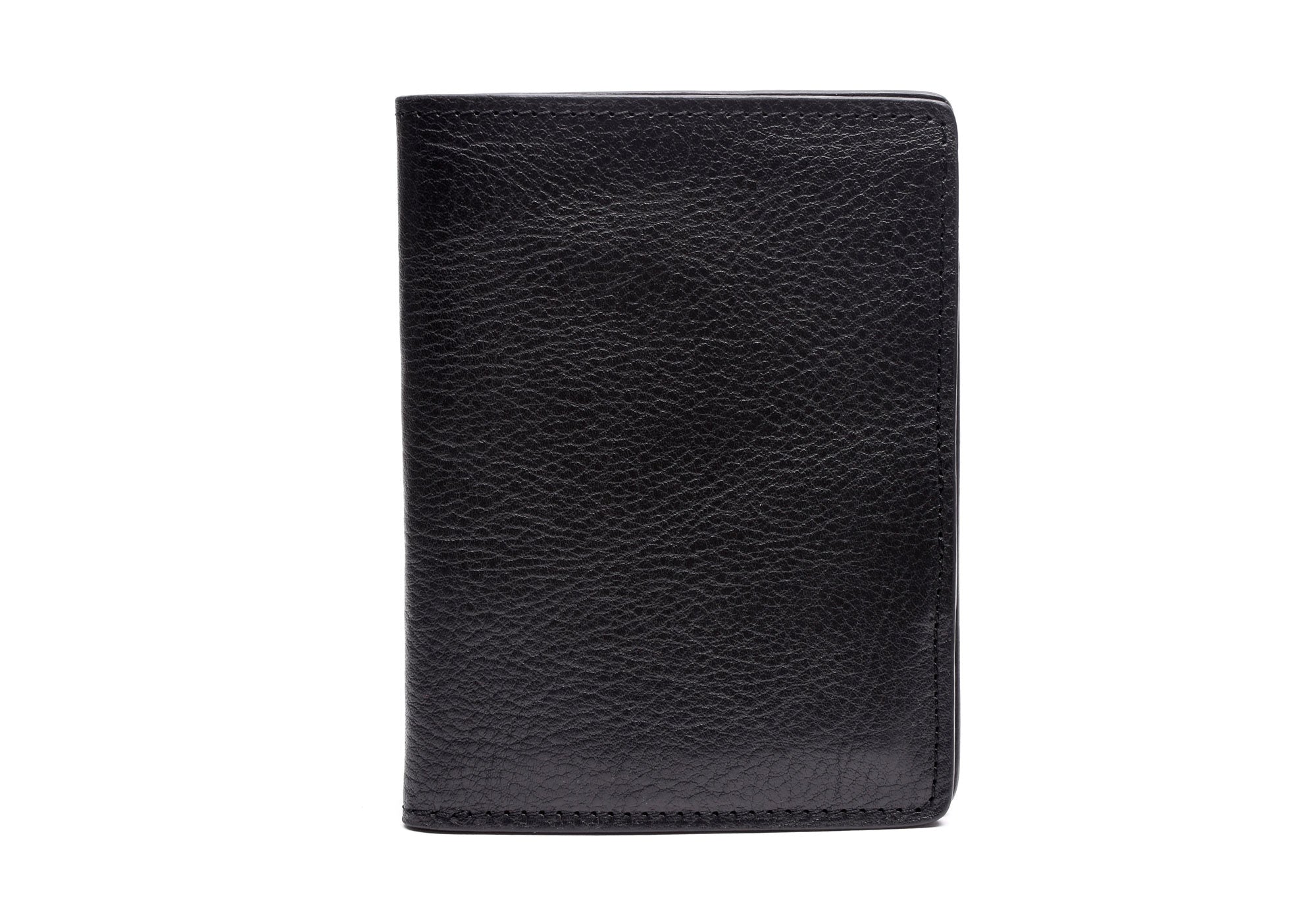 Front View of Leather Passport Wallet Black